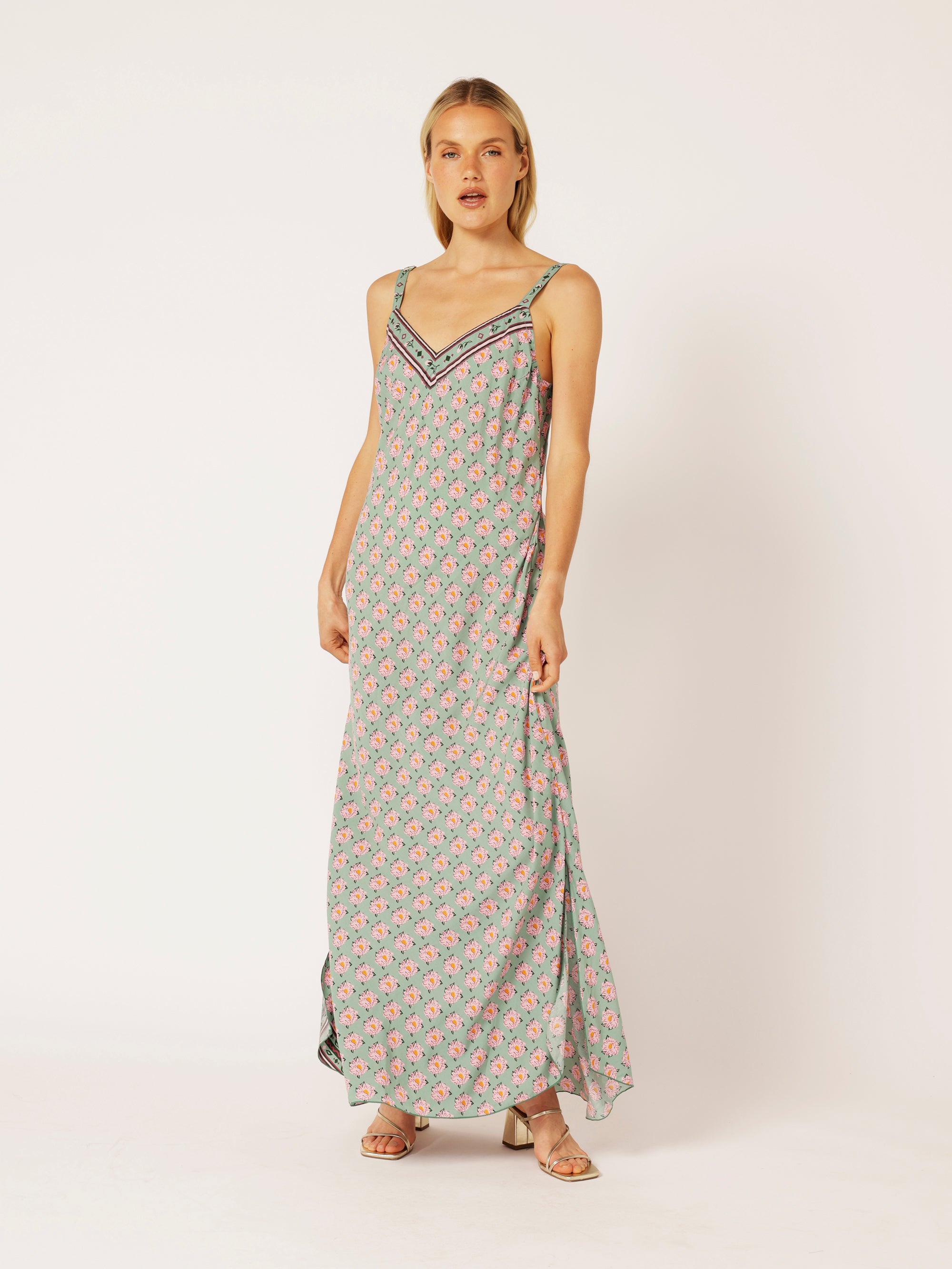 Slip Dress SUPER MAXI | Bias Cut | Sage Peony - Saffron Road