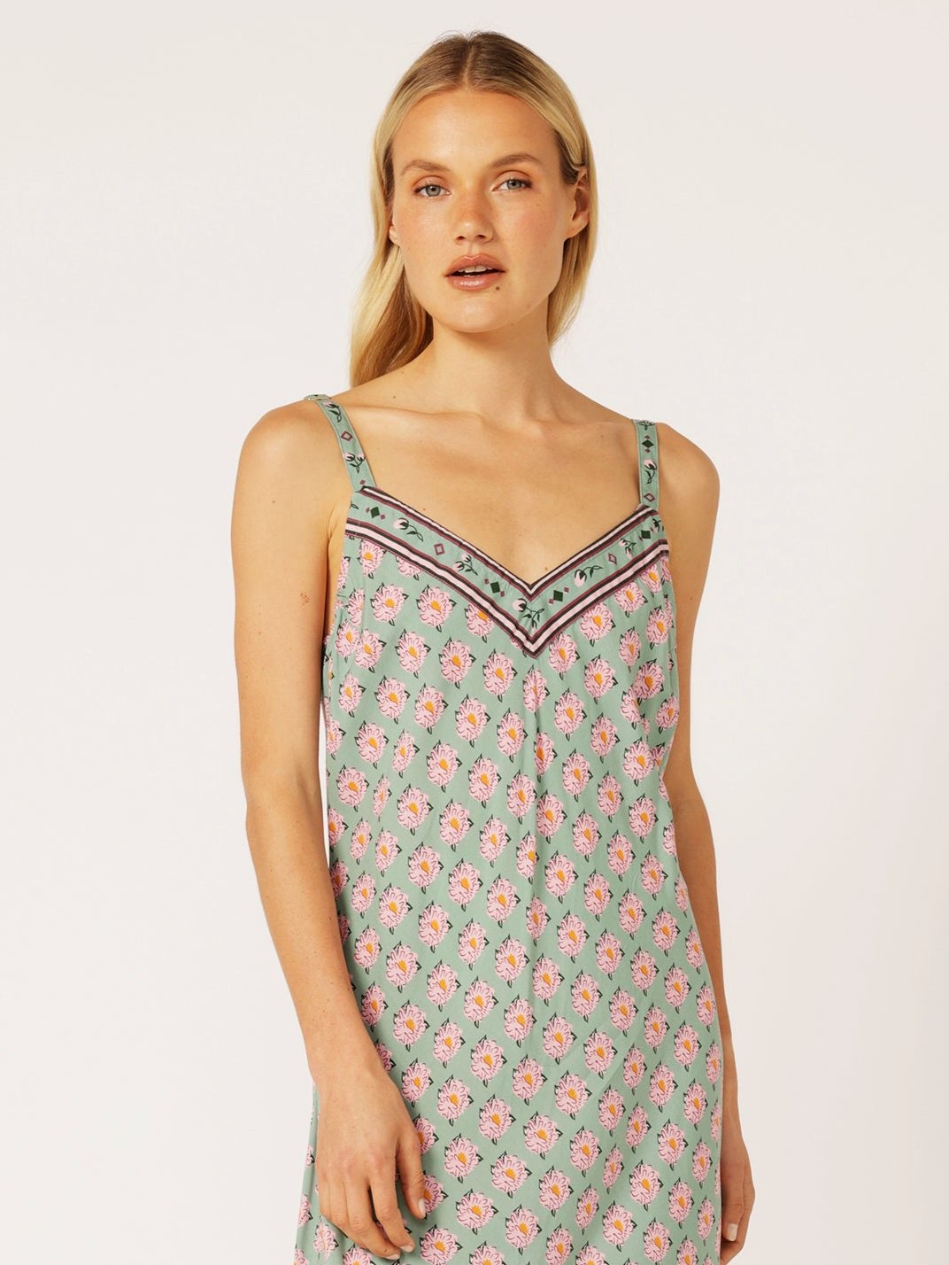 Slip Dress SUPER MAXI | Bias Cut | Sage Peony - Saffron Road