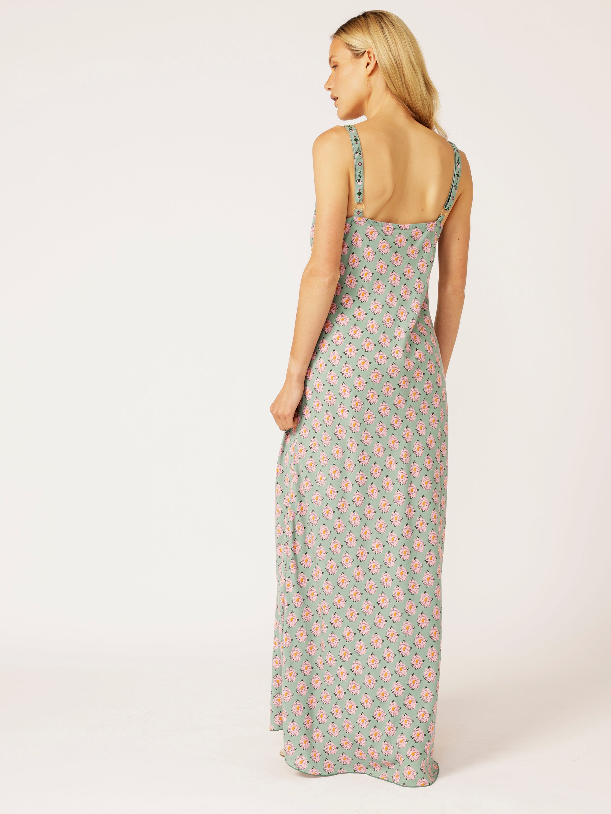 Slip Dress SUPER MAXI | Bias Cut | Sage Peony - Saffron Road