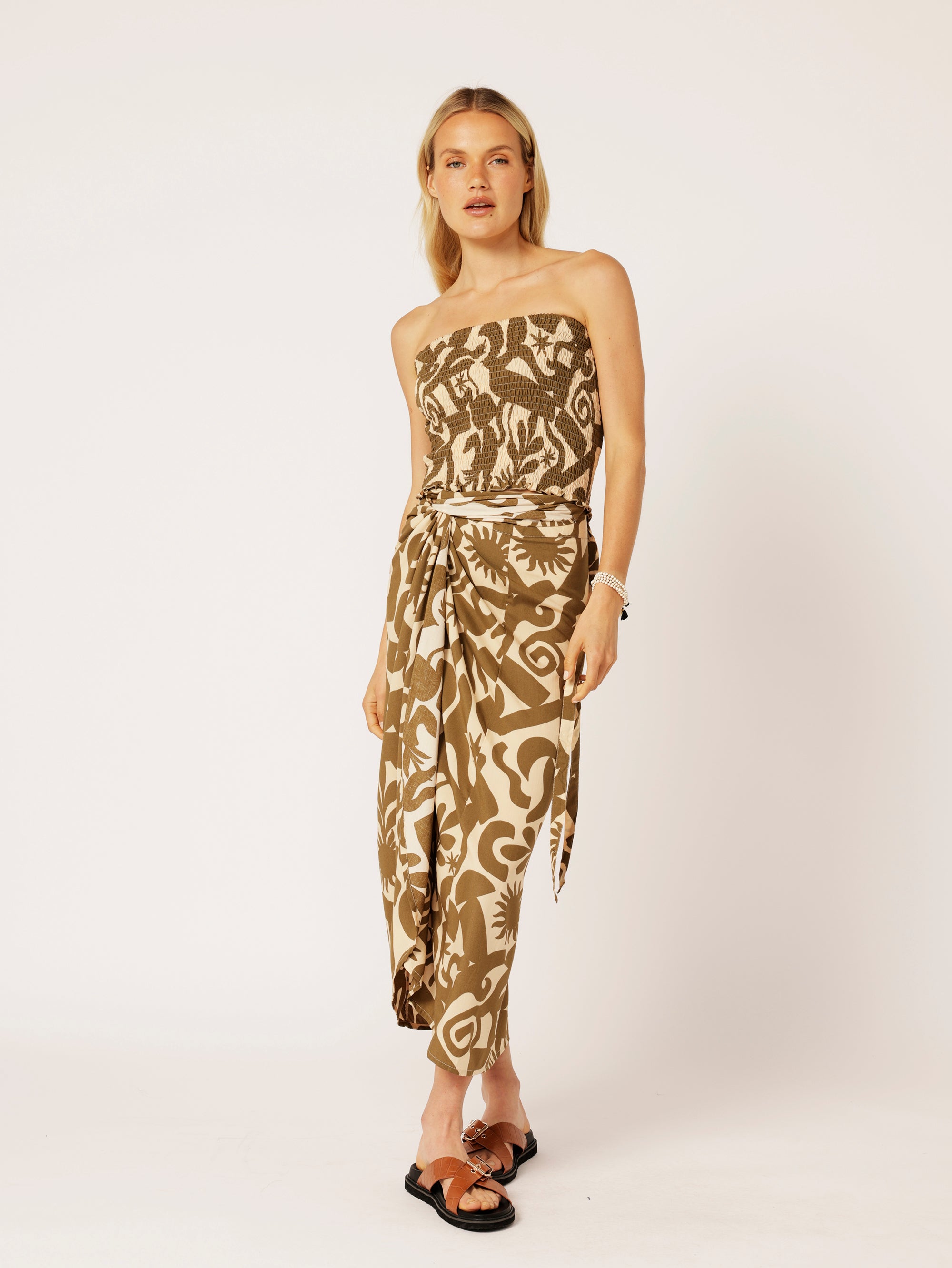 Wrap Skirt |  Soleil Khaki - Saffron Road