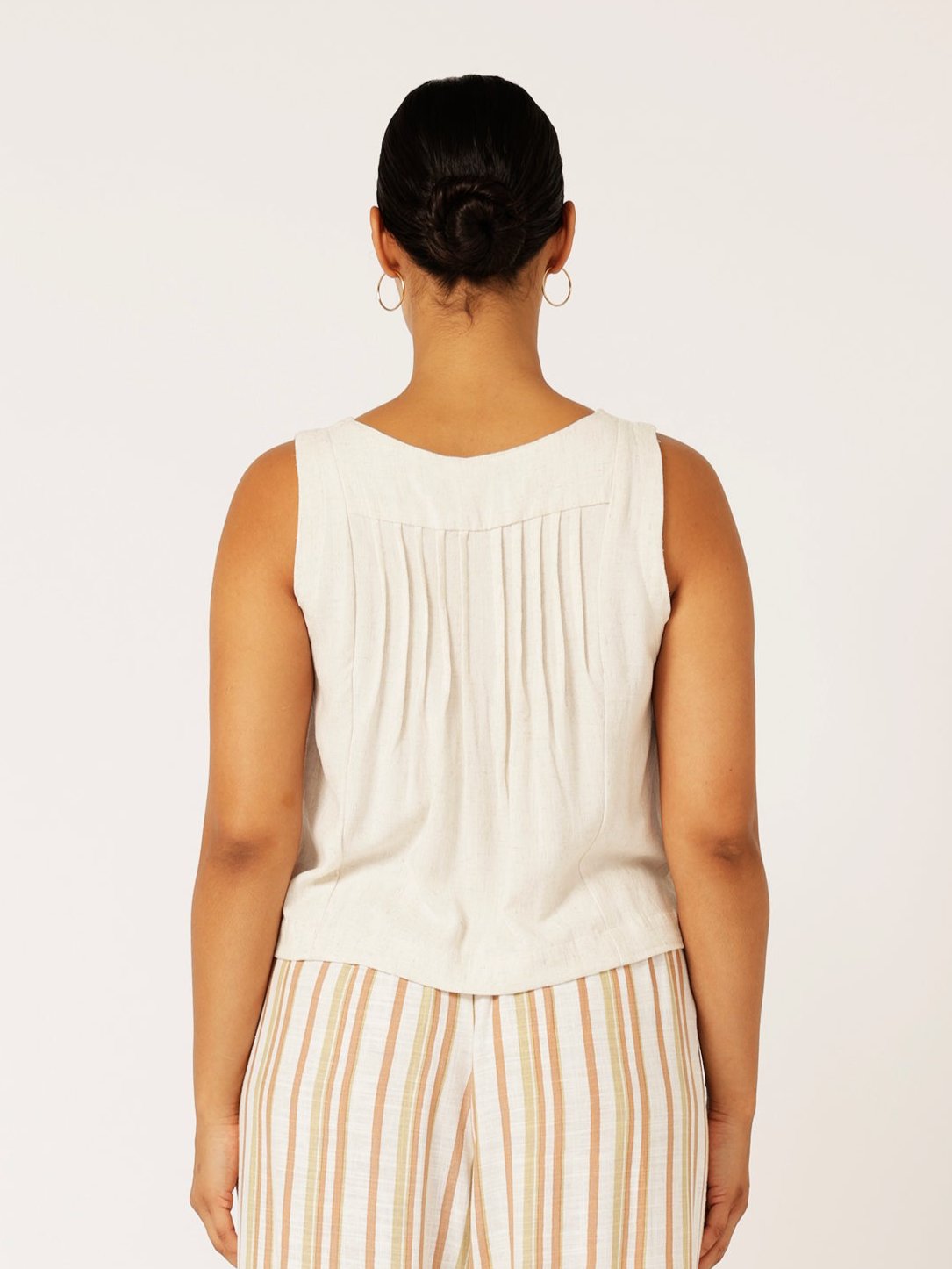 Lotus Tank Cropped | Wheat | Viscose Linen - Saffron Road