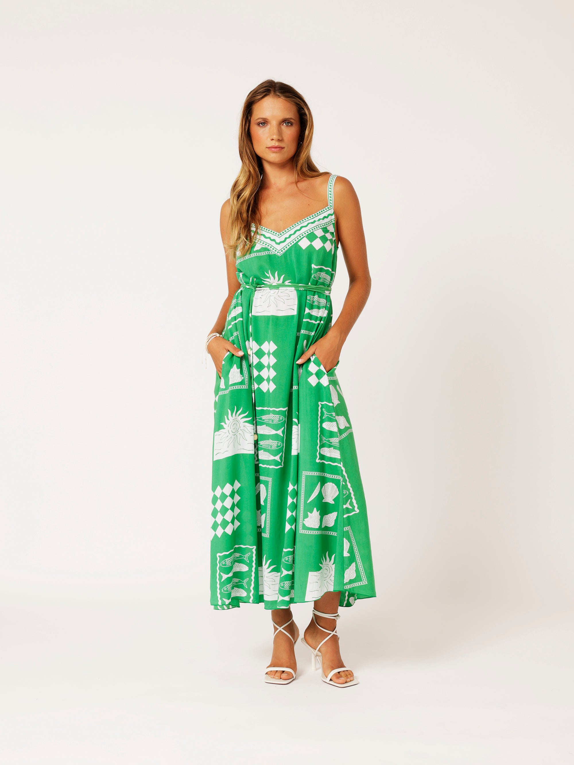 Saffron Road Aline Slip Dress Euro Green