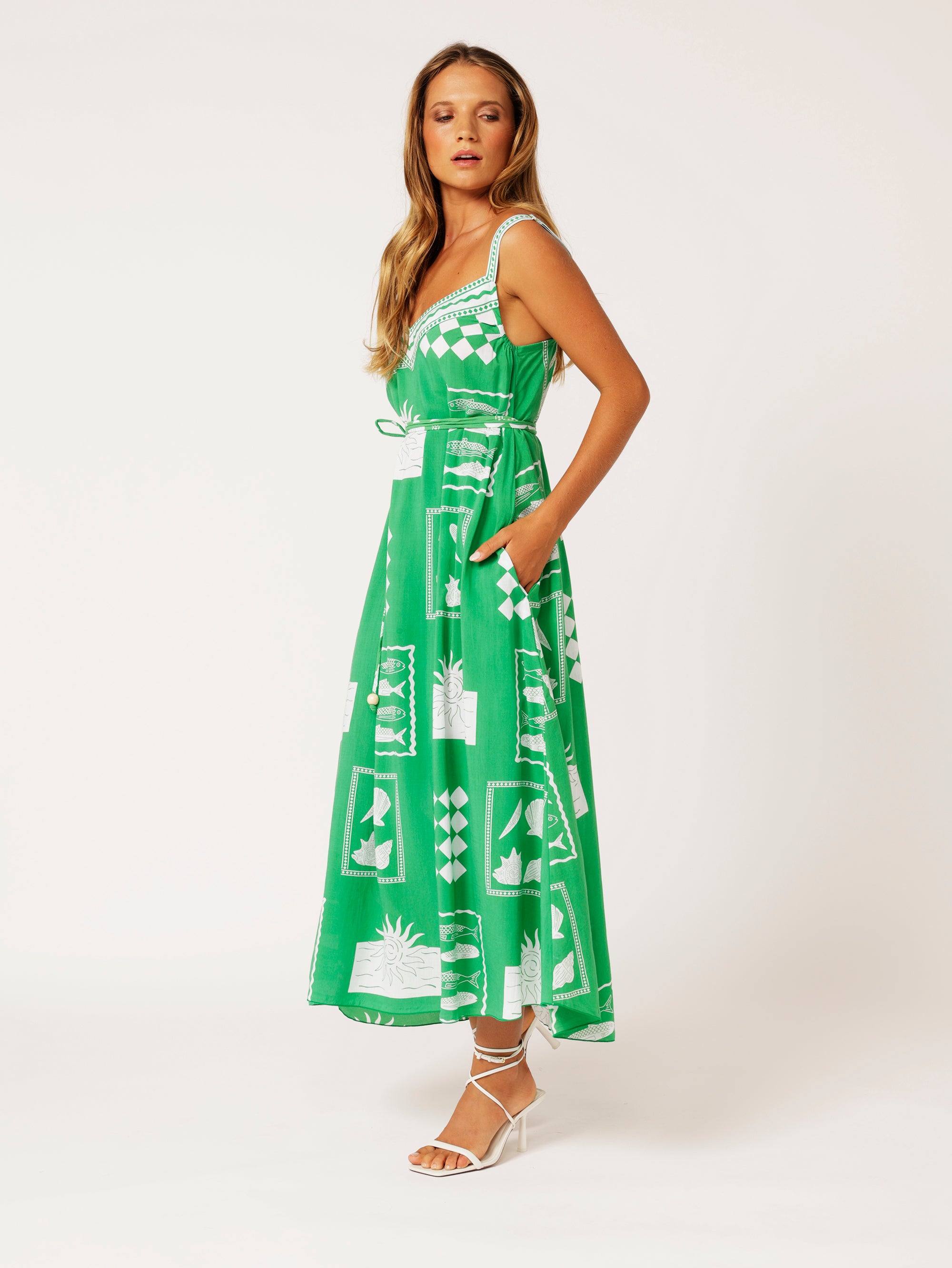 Saffron Road Aline Slip Dress Euro Green