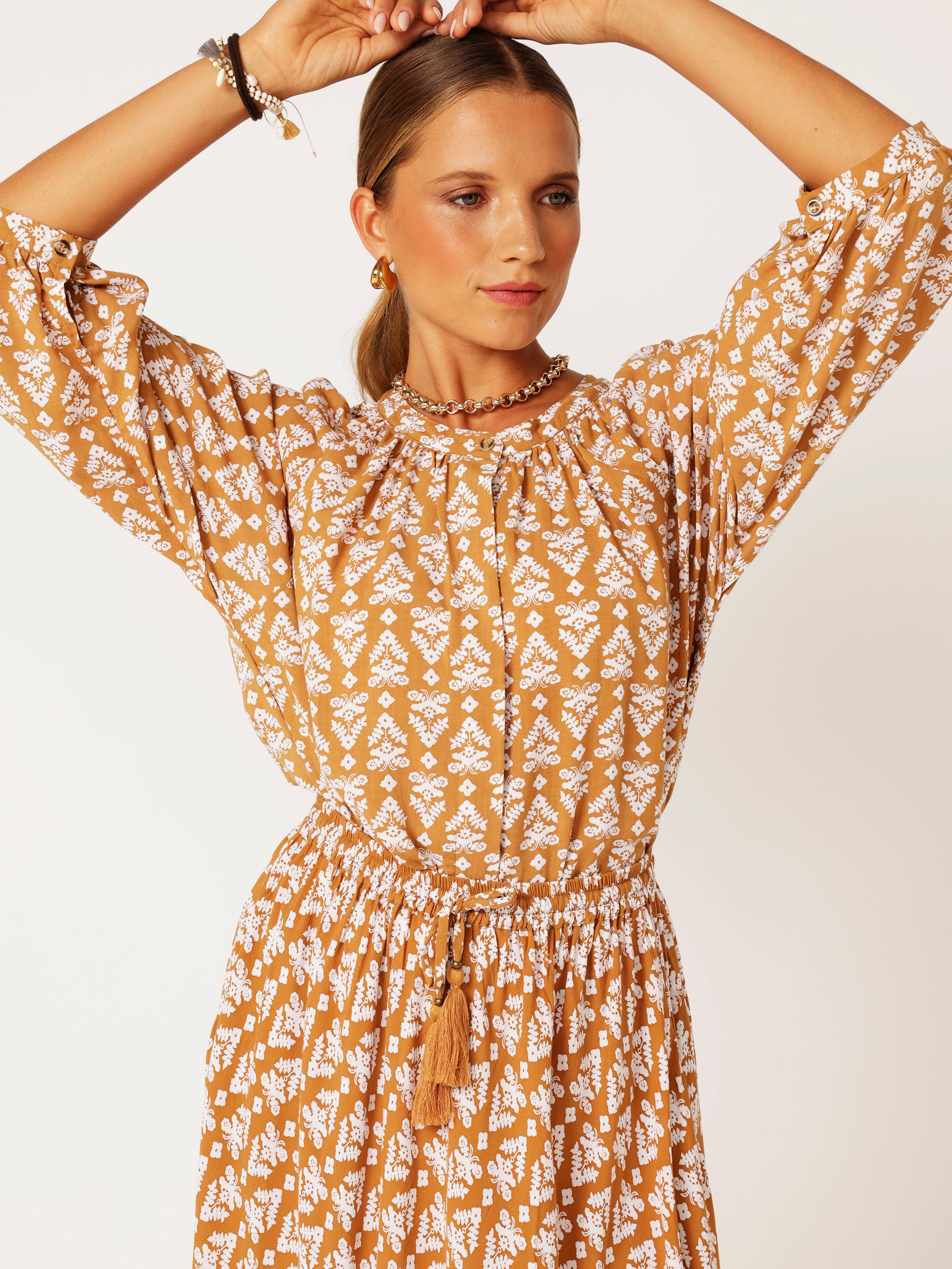 Beatrix Blouse | Aztec Cinnamon - Saffron Road