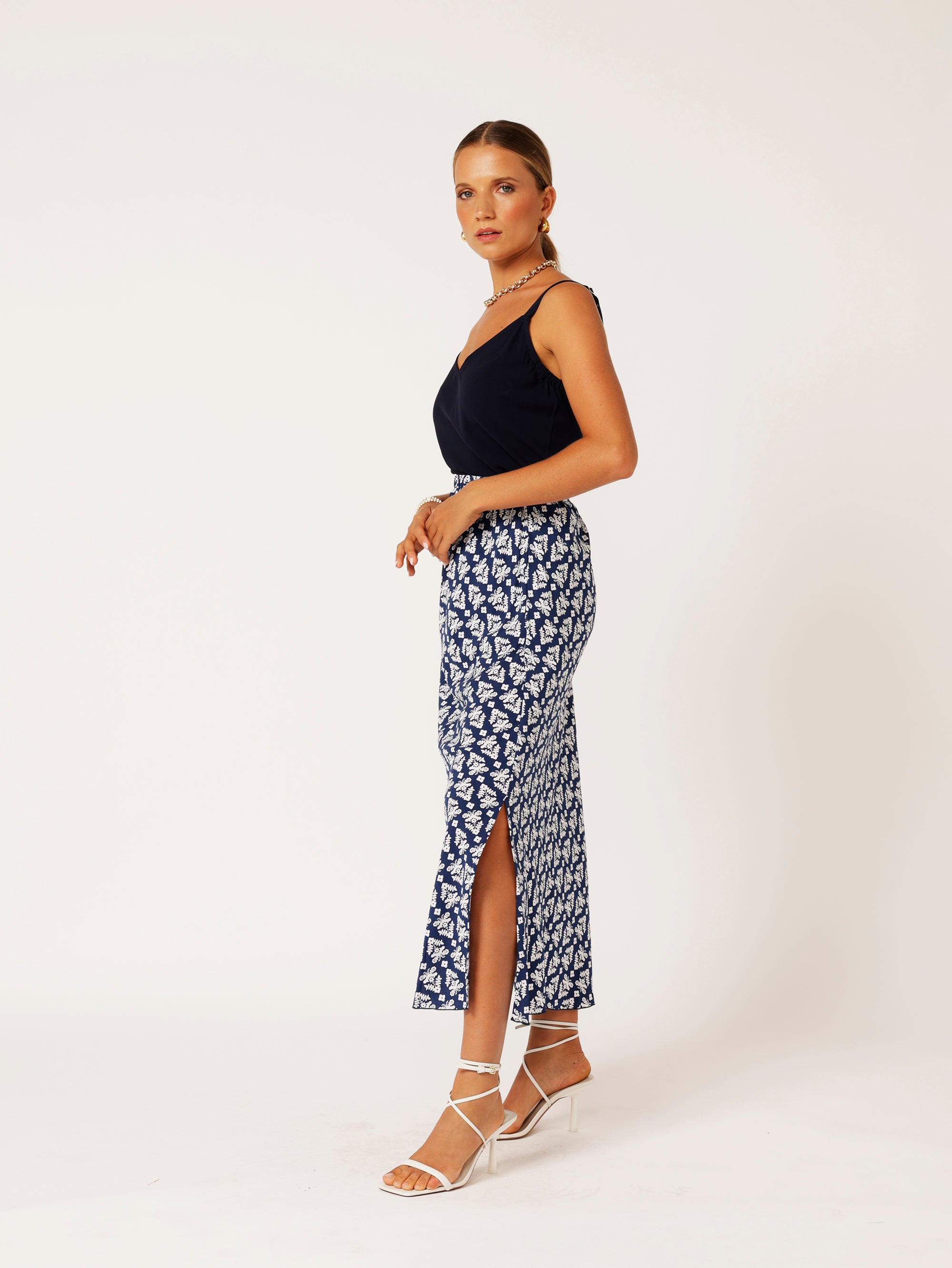 Bias Cut Skirt | Aztec Navy - Saffron Road