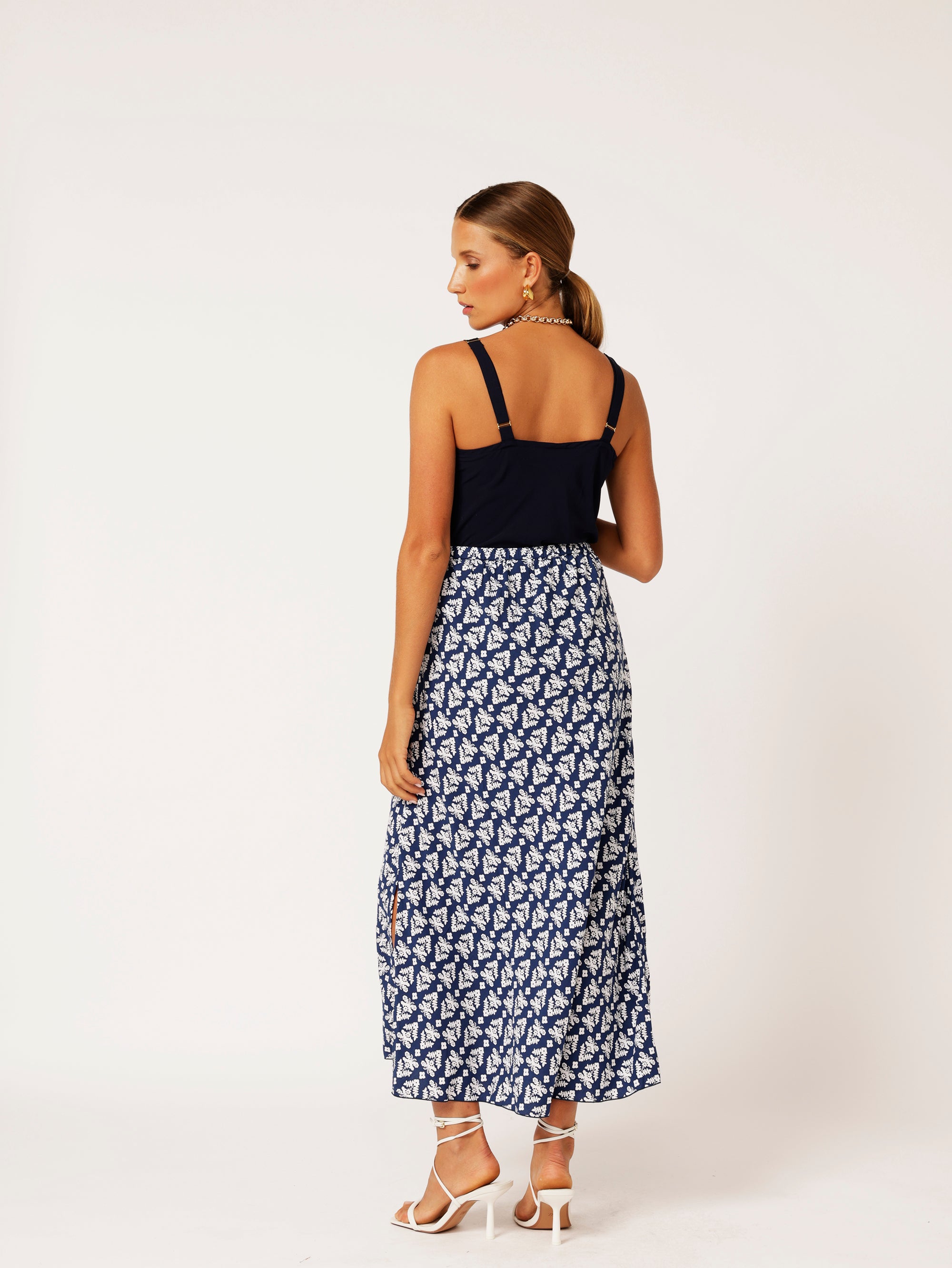 Bias Cut Skirt | Aztec Navy - Saffron Road