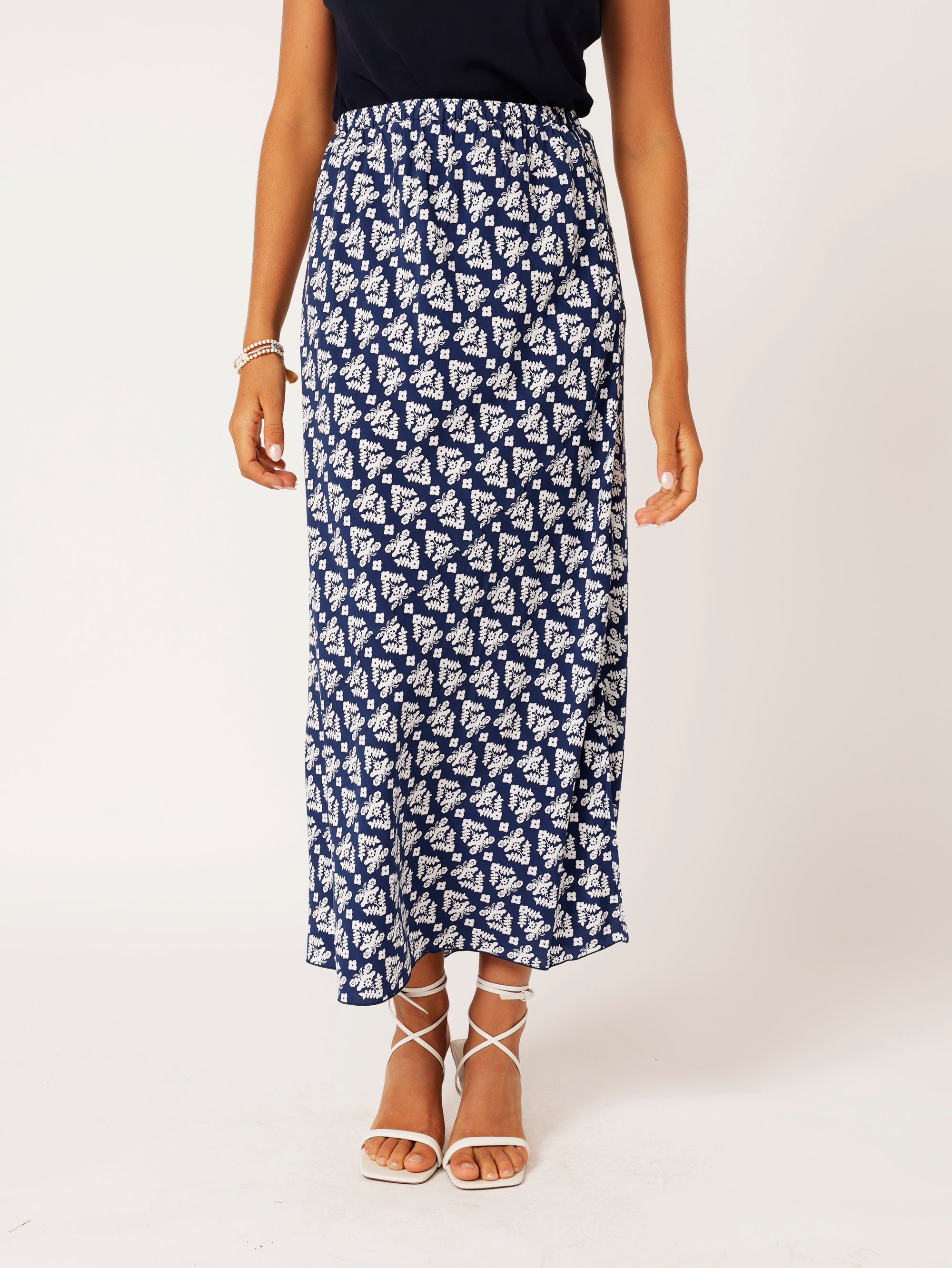 Bias Cut Skirt | Aztec Navy - Saffron Road