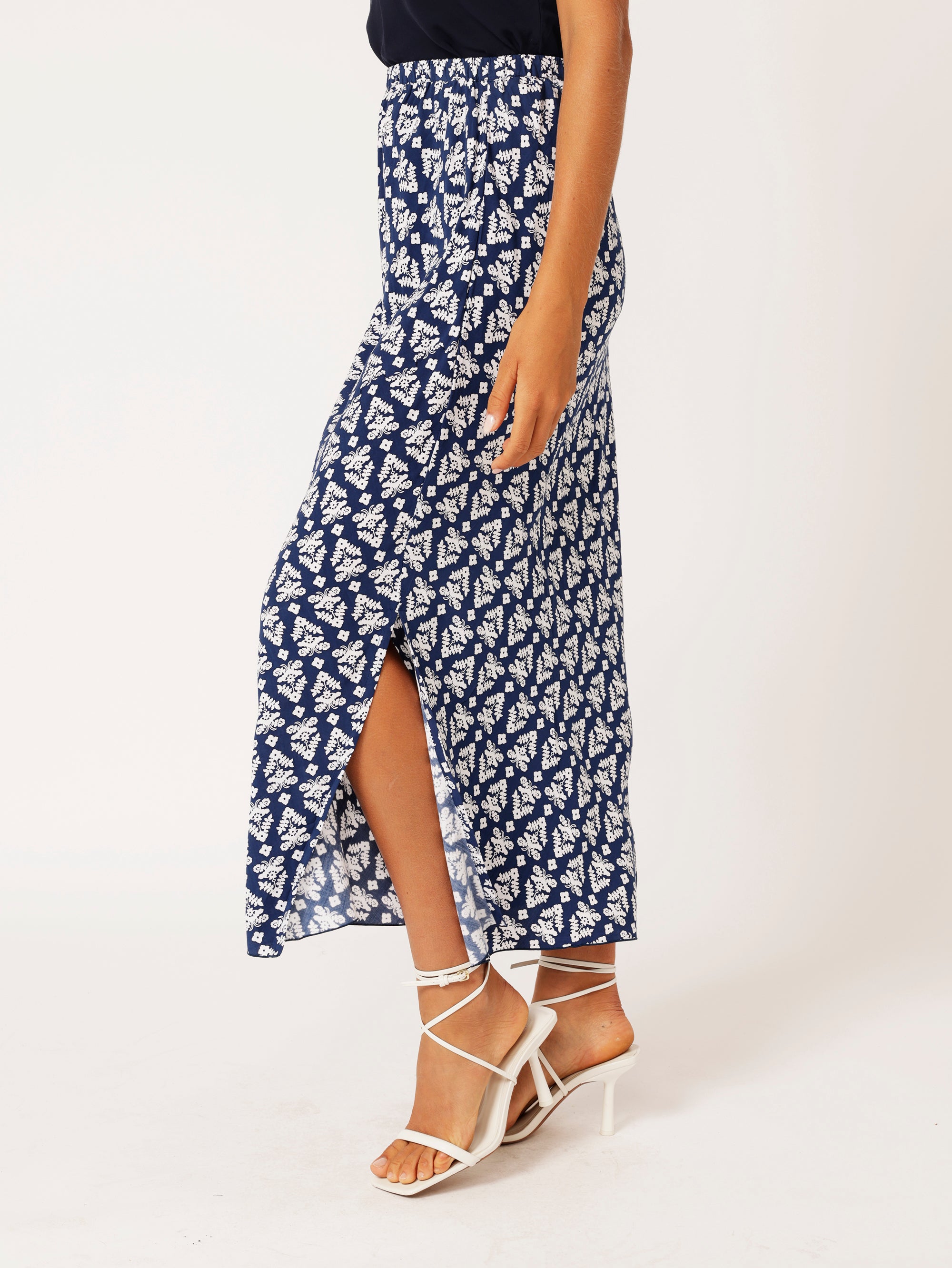 Bias Cut Skirt | Aztec Navy - Saffron Road