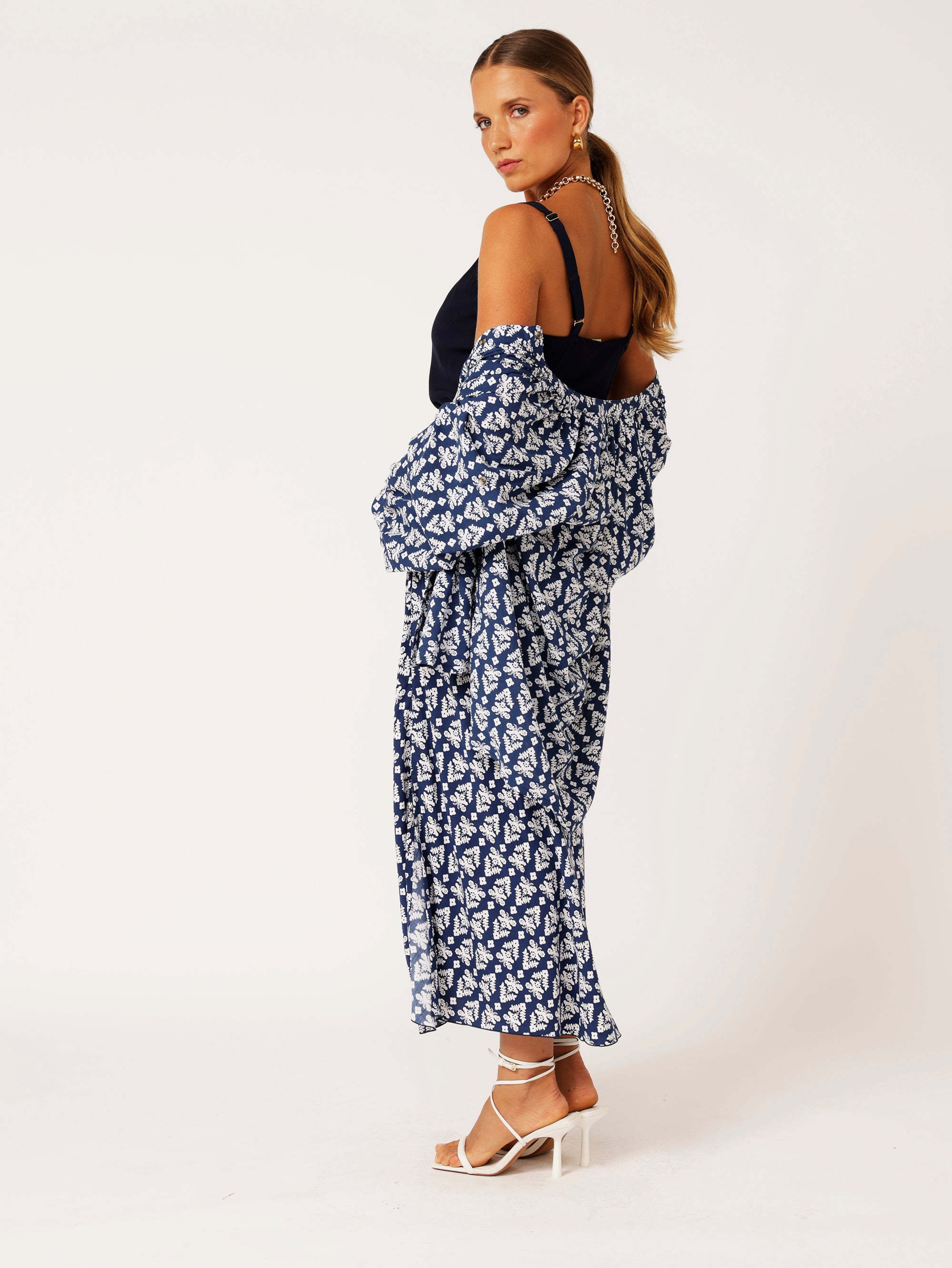 Bias Cut Skirt | Aztec Navy - Saffron Road