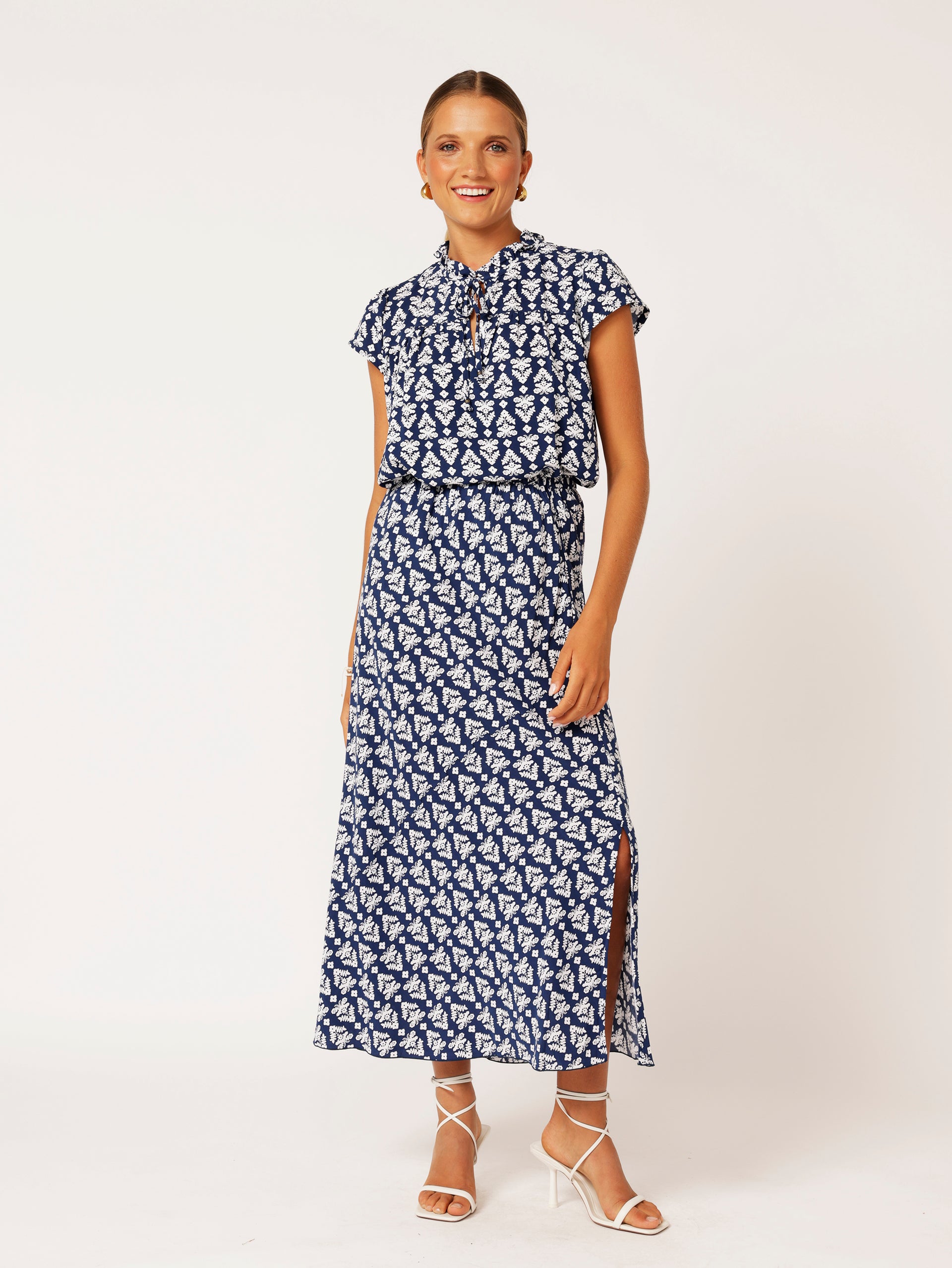 Saffron Road Freddie Blouse Aztec Navy