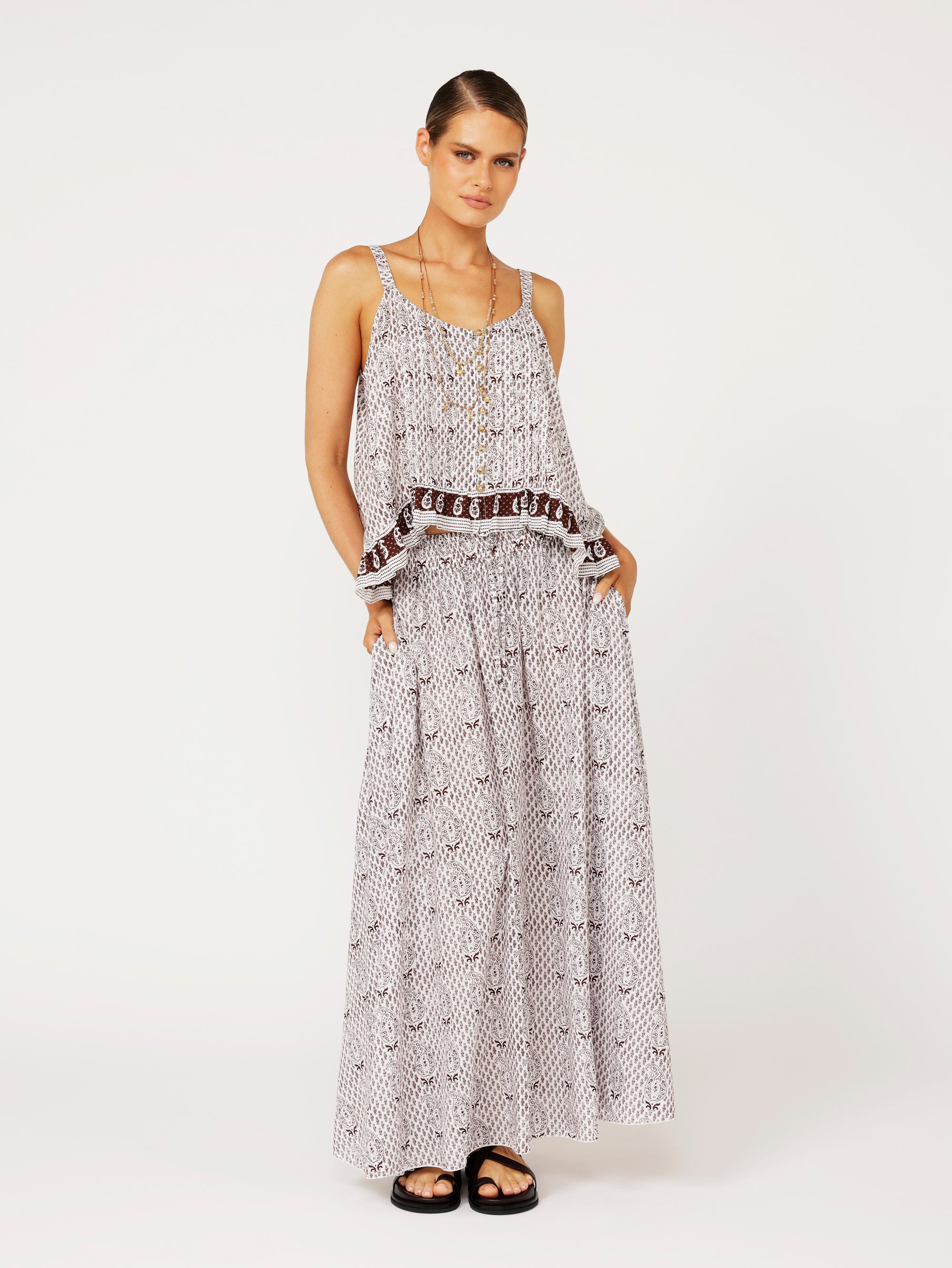 Lily Rose Singlet | CROPPED | Chocolate Brown - Saffron Road