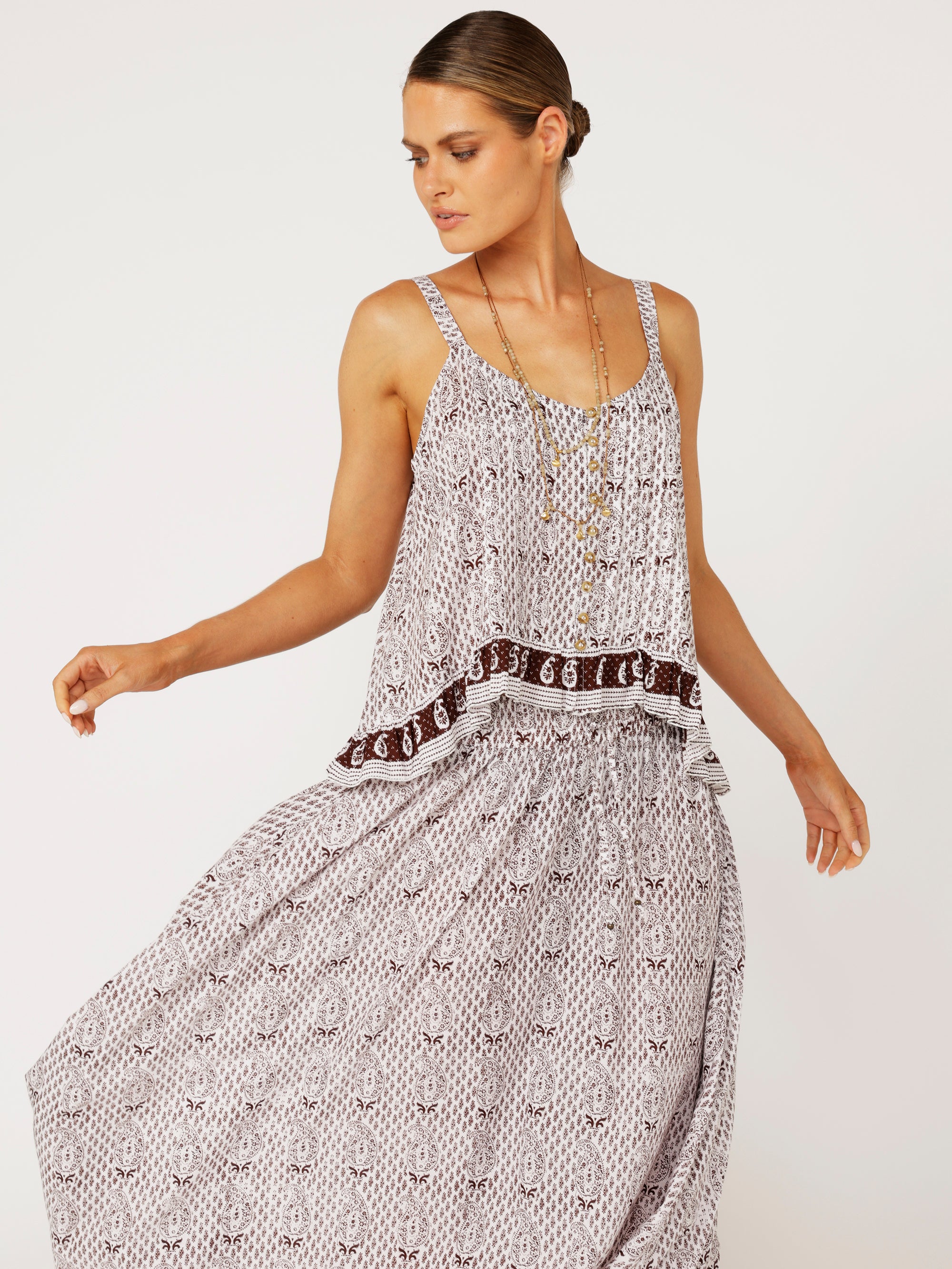 Lily Rose Singlet | CROPPED | Chocolate Brown - Saffron Road