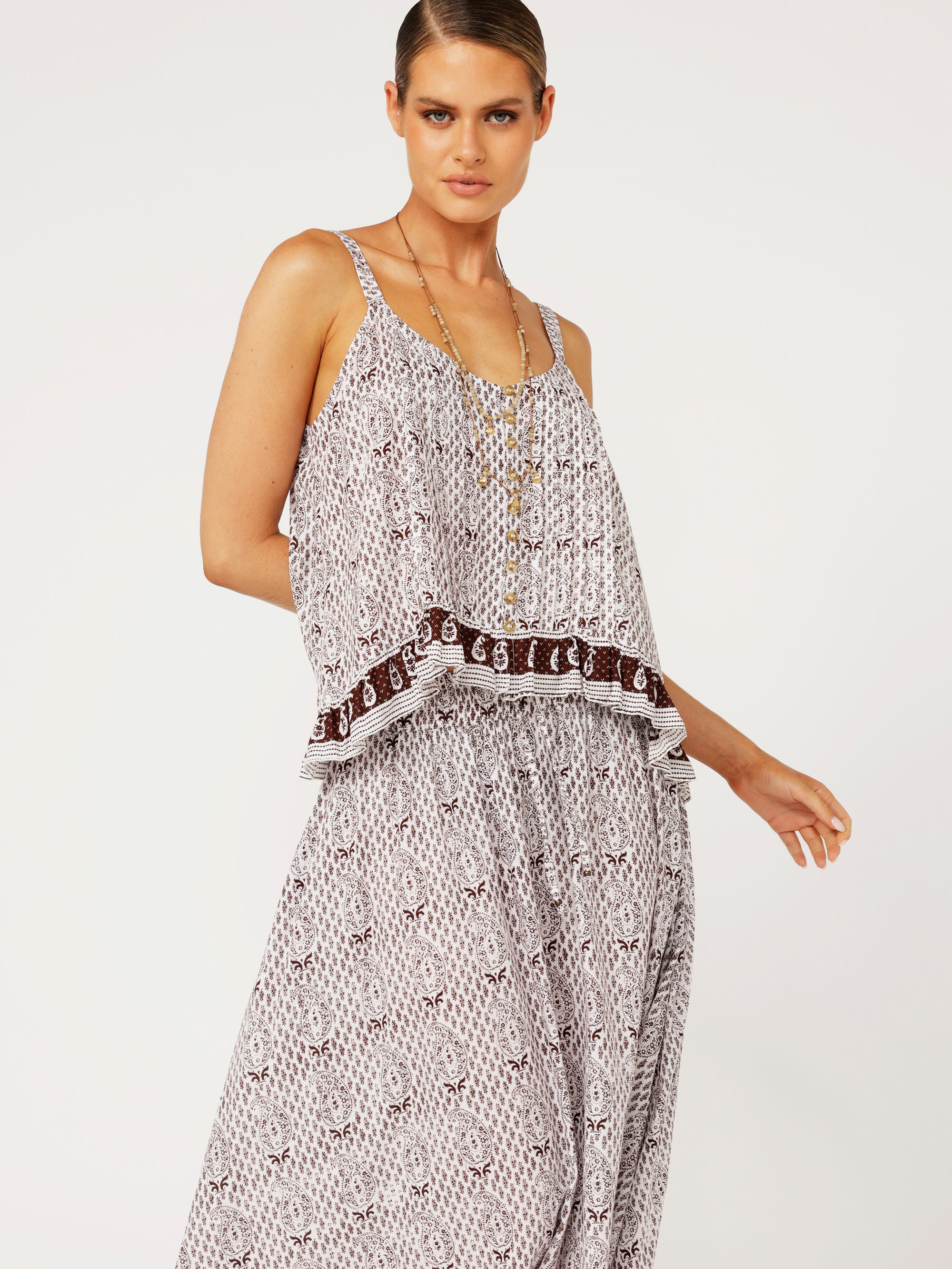 Lily Rose Singlet | CROPPED | Chocolate Brown - Saffron Road