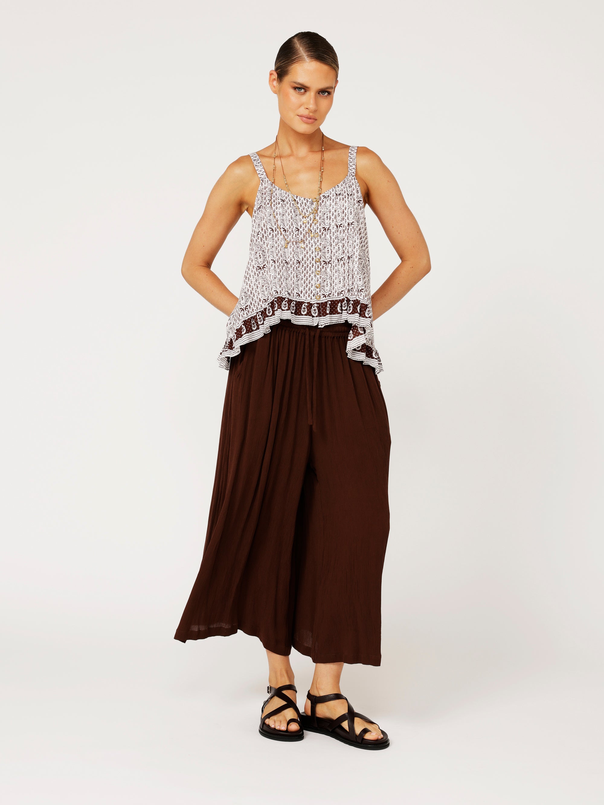 Lily Rose Singlet | CROPPED | Chocolate Brown - Saffron Road