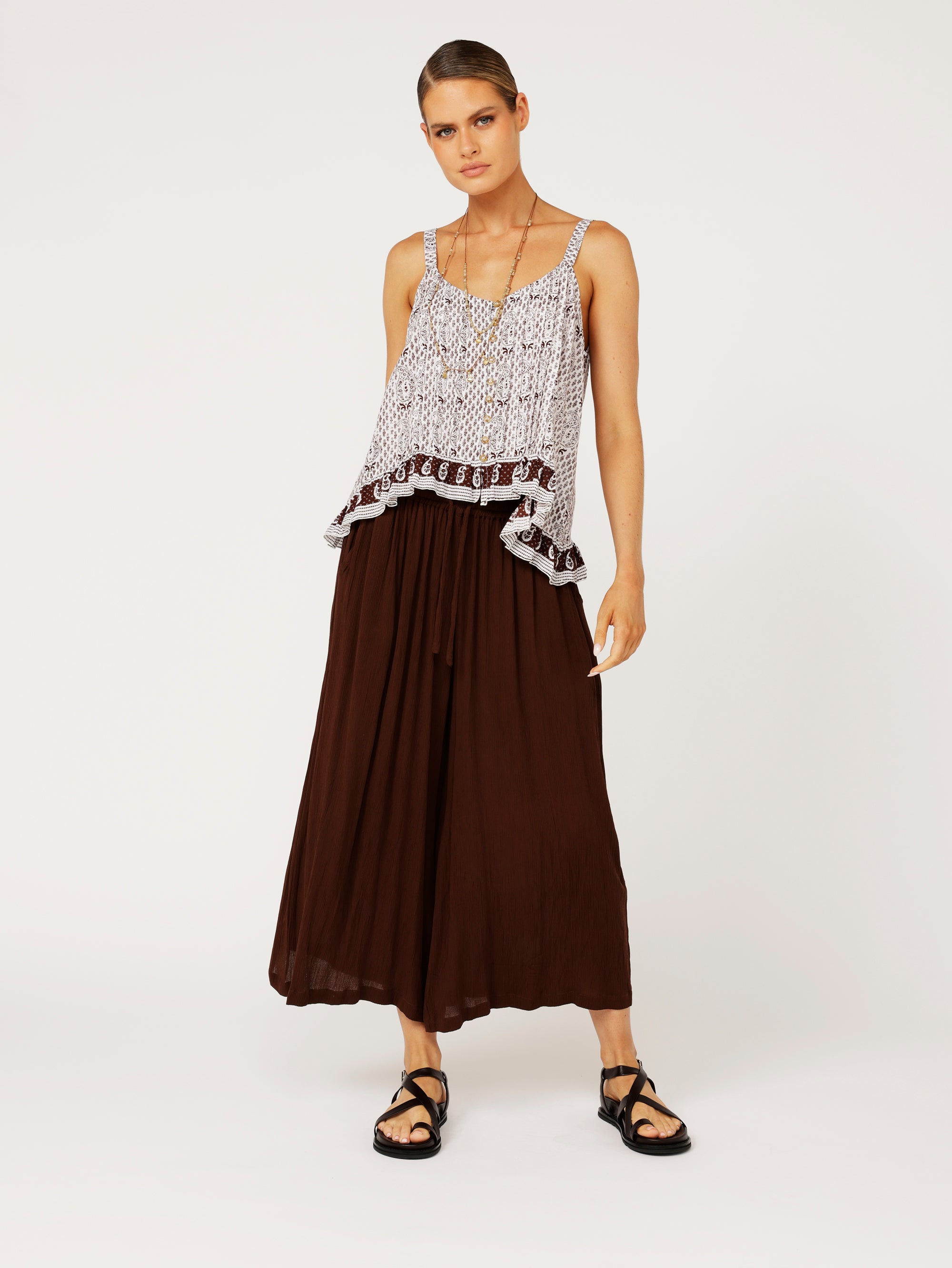 Lily Rose Singlet | CROPPED | Chocolate Brown - Saffron Road