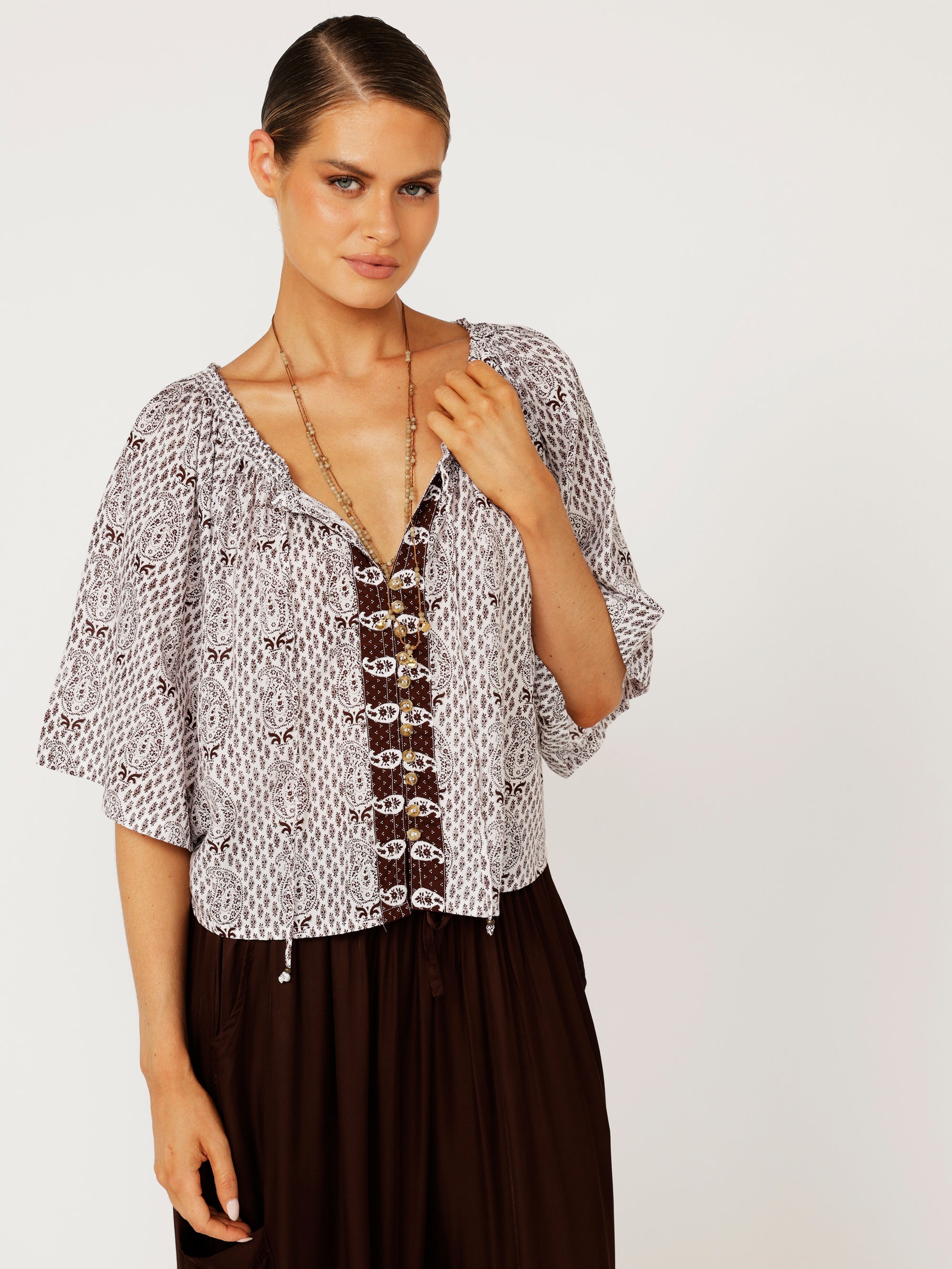 Festival Dreaming Top | Chocolate Brown - Saffron Road