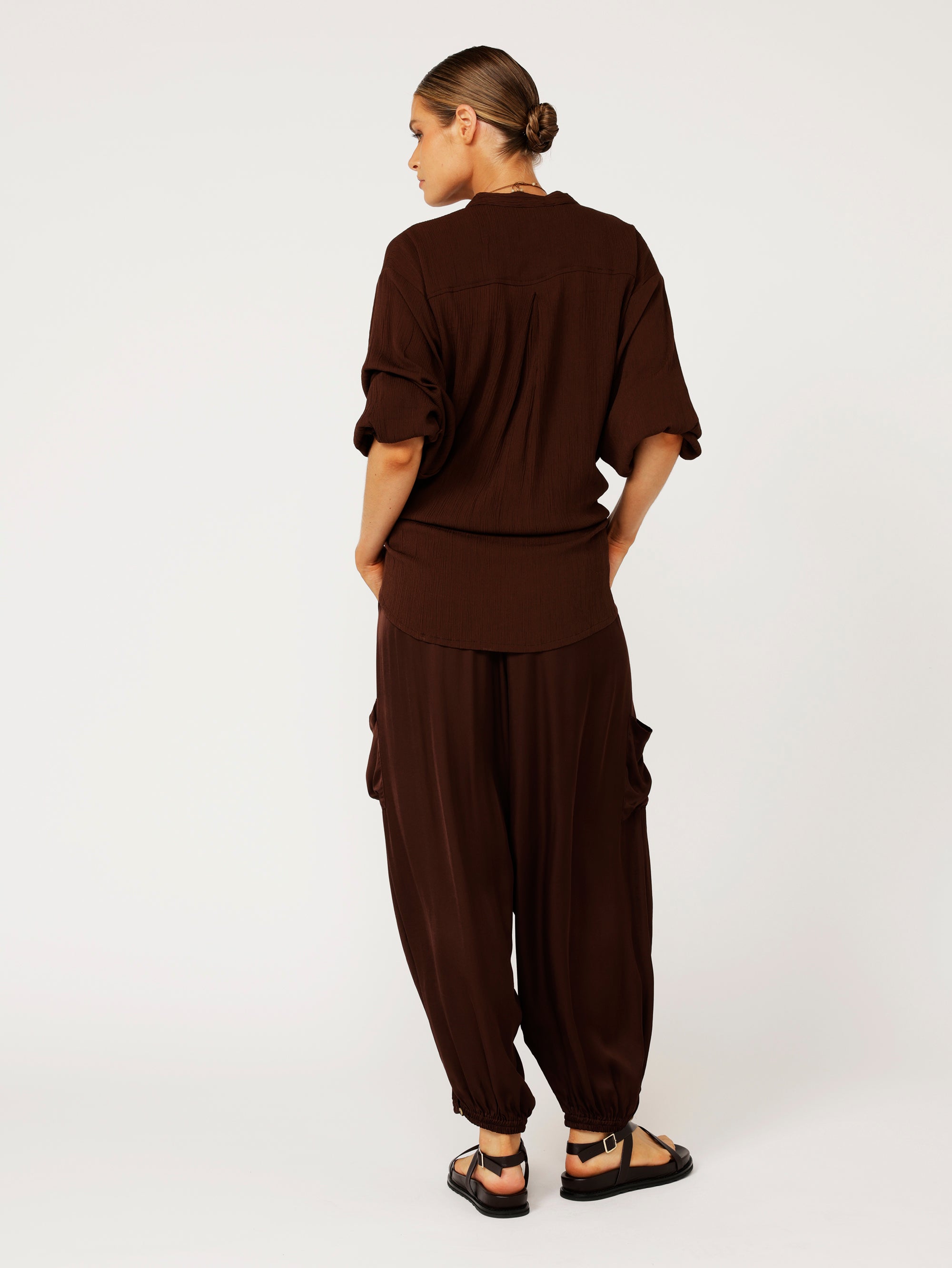 Cargo Pant | Satin | Chocolate - Saffron Road