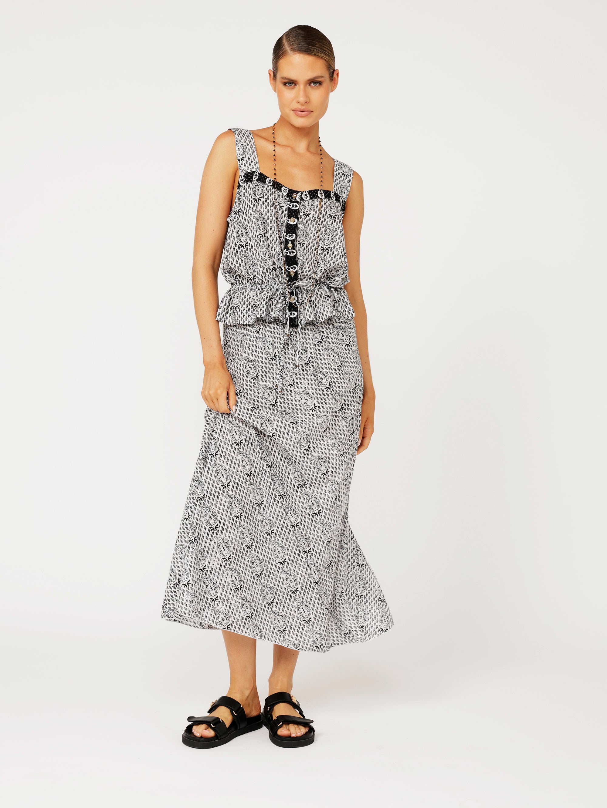 Emma Drawstring Tank | Onyx Black - Saffron Road