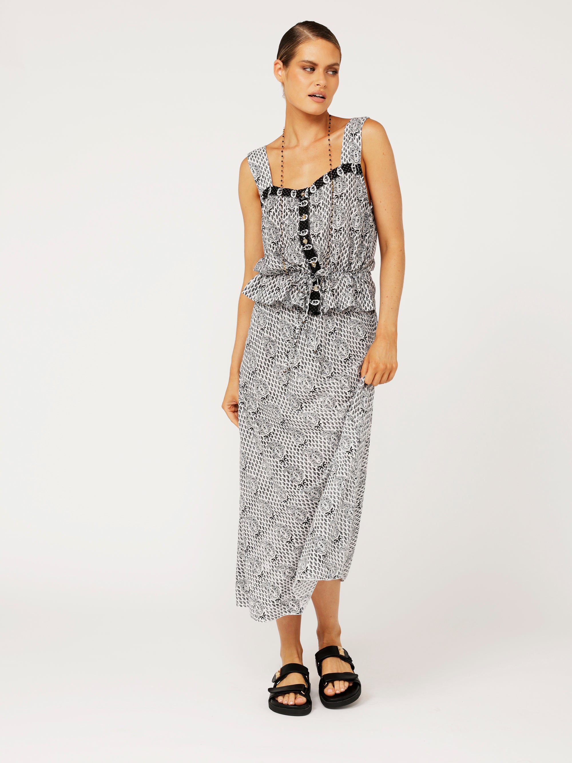 Emma Drawstring Tank | Onyx Black - Saffron Road