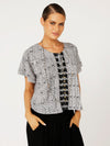Bianca Blouse Short Sleeve | Onyx Black Paisley