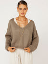 V Neck Jumper | Mohair Knit | Taupe