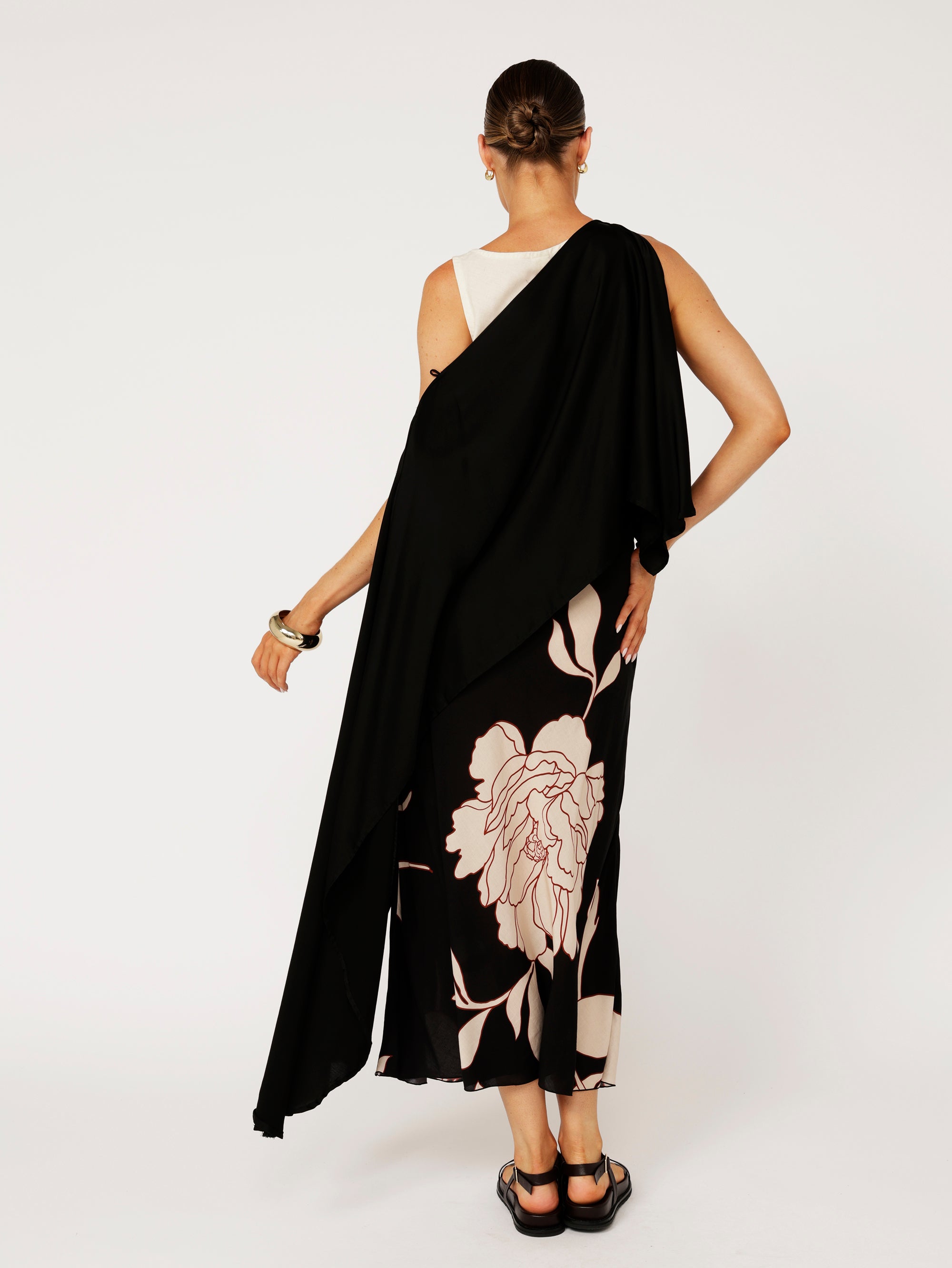 Soiree Wrap | Satin | Black - Saffron Road