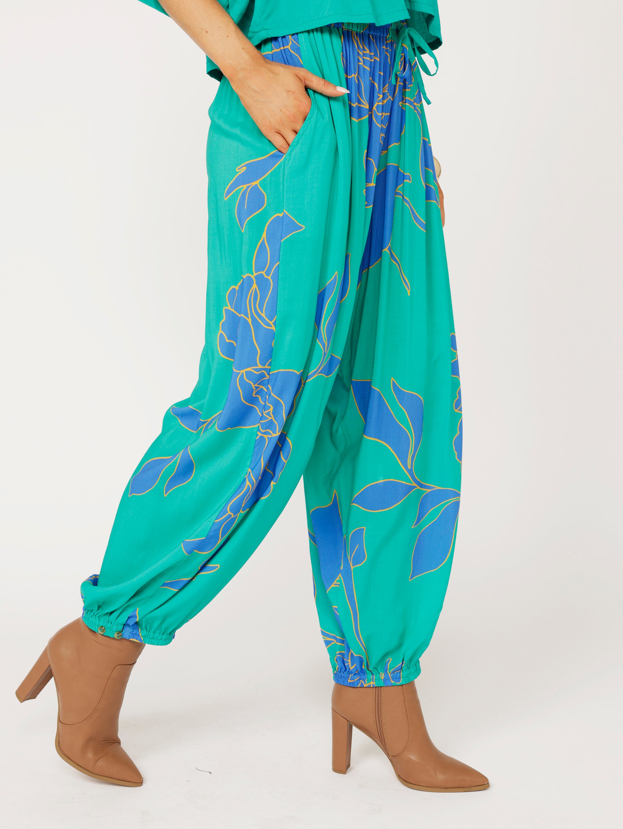Saffron Road Cargo Pant Azure Botanica