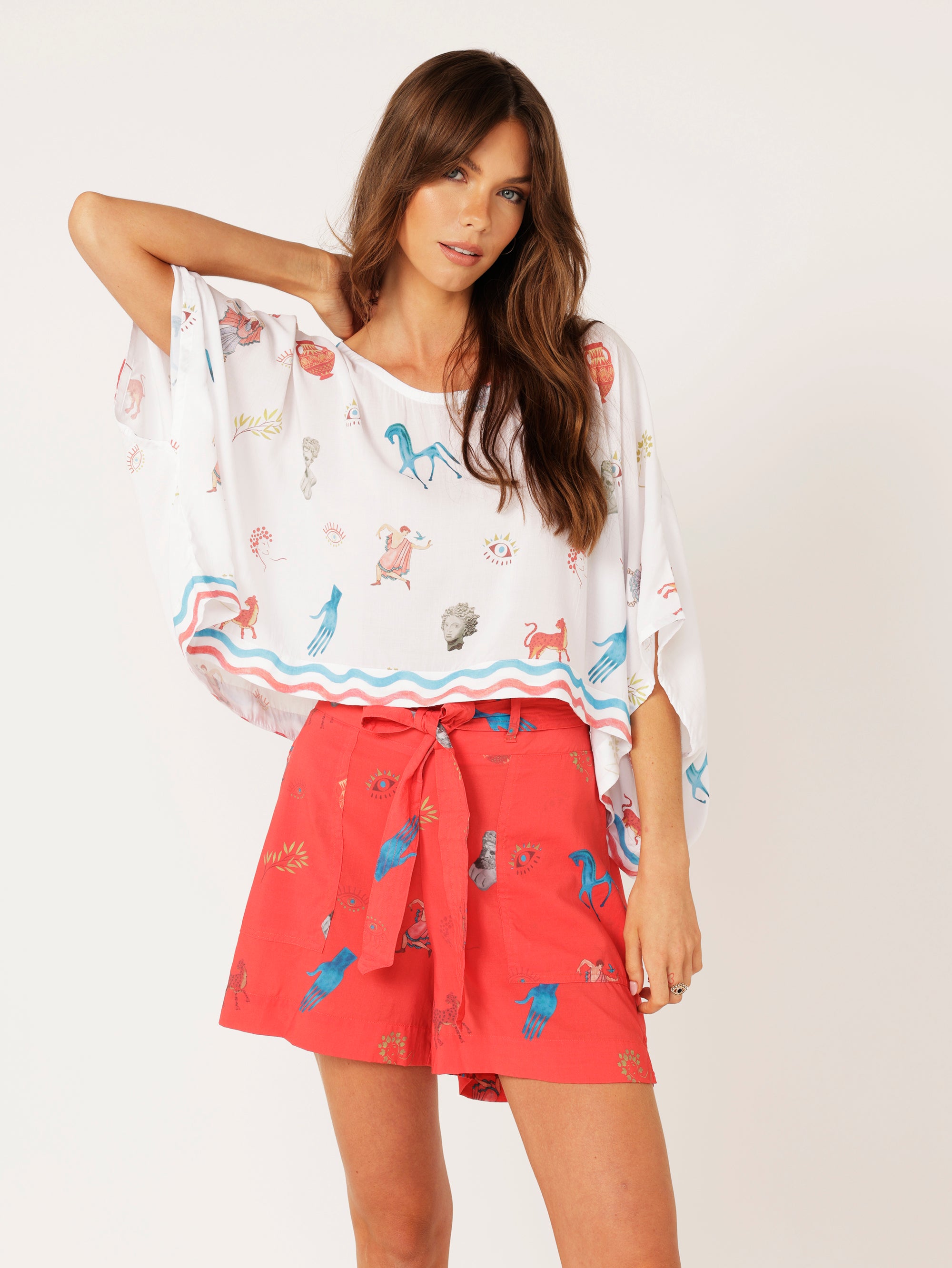 High Waisted Shorts | Grecian Red - Saffron Road