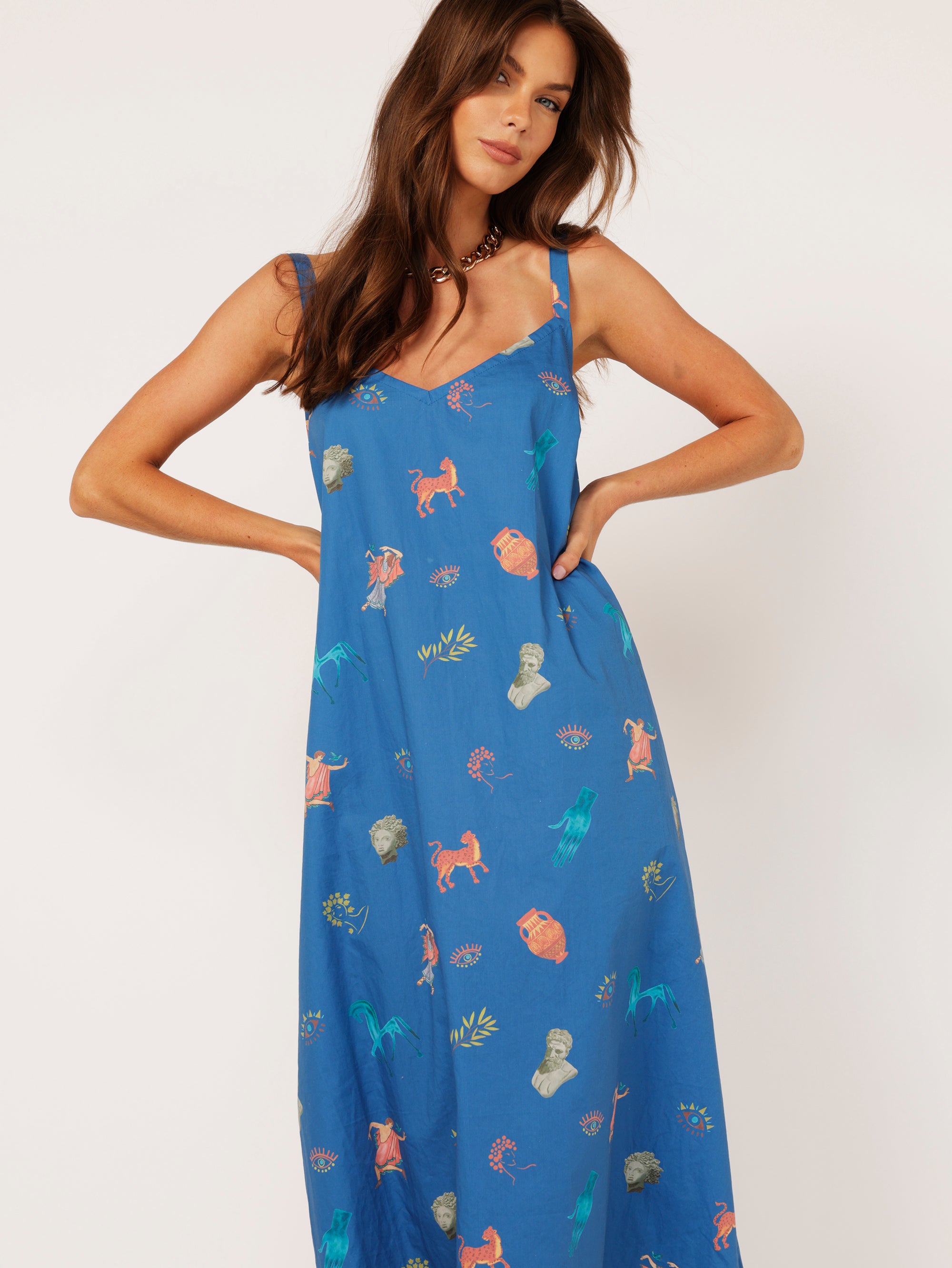 A-line Slip Dress | Grecian Blue - Saffron Road