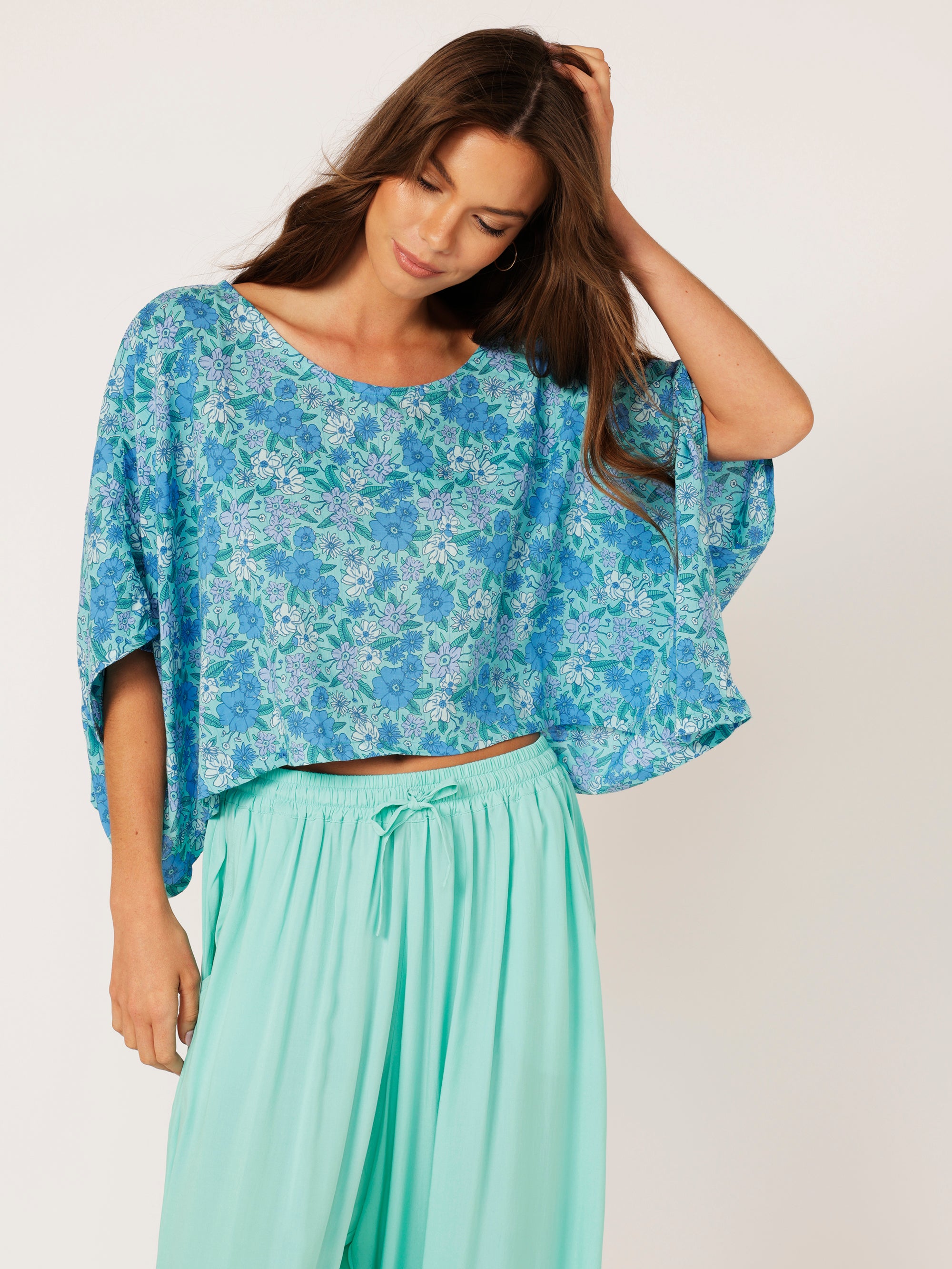 The Nat Top (Cropped) | Desert Blue - Saffron Road