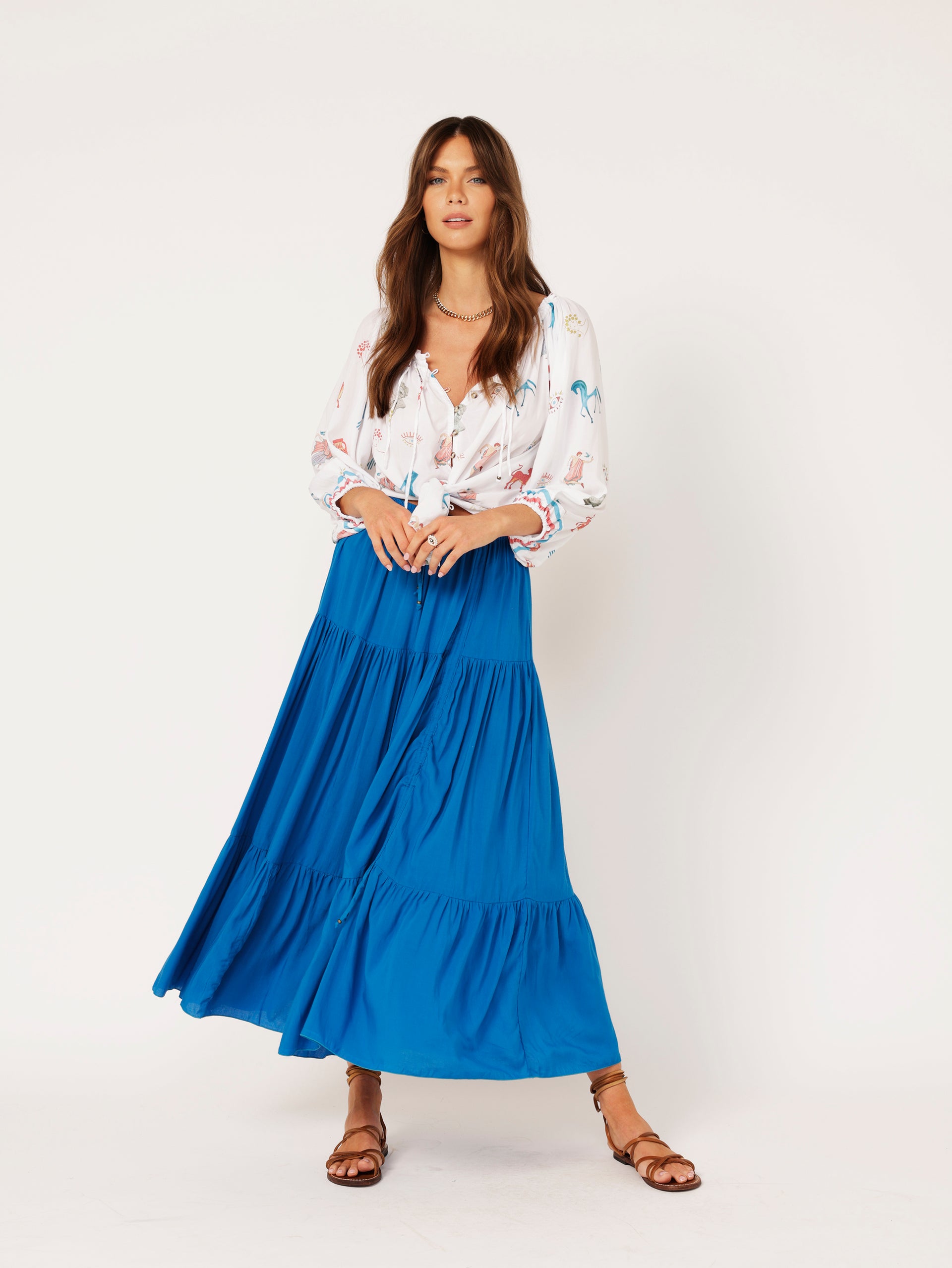Saffron Road Dahlia Skirt Maxi Cobalt Blue