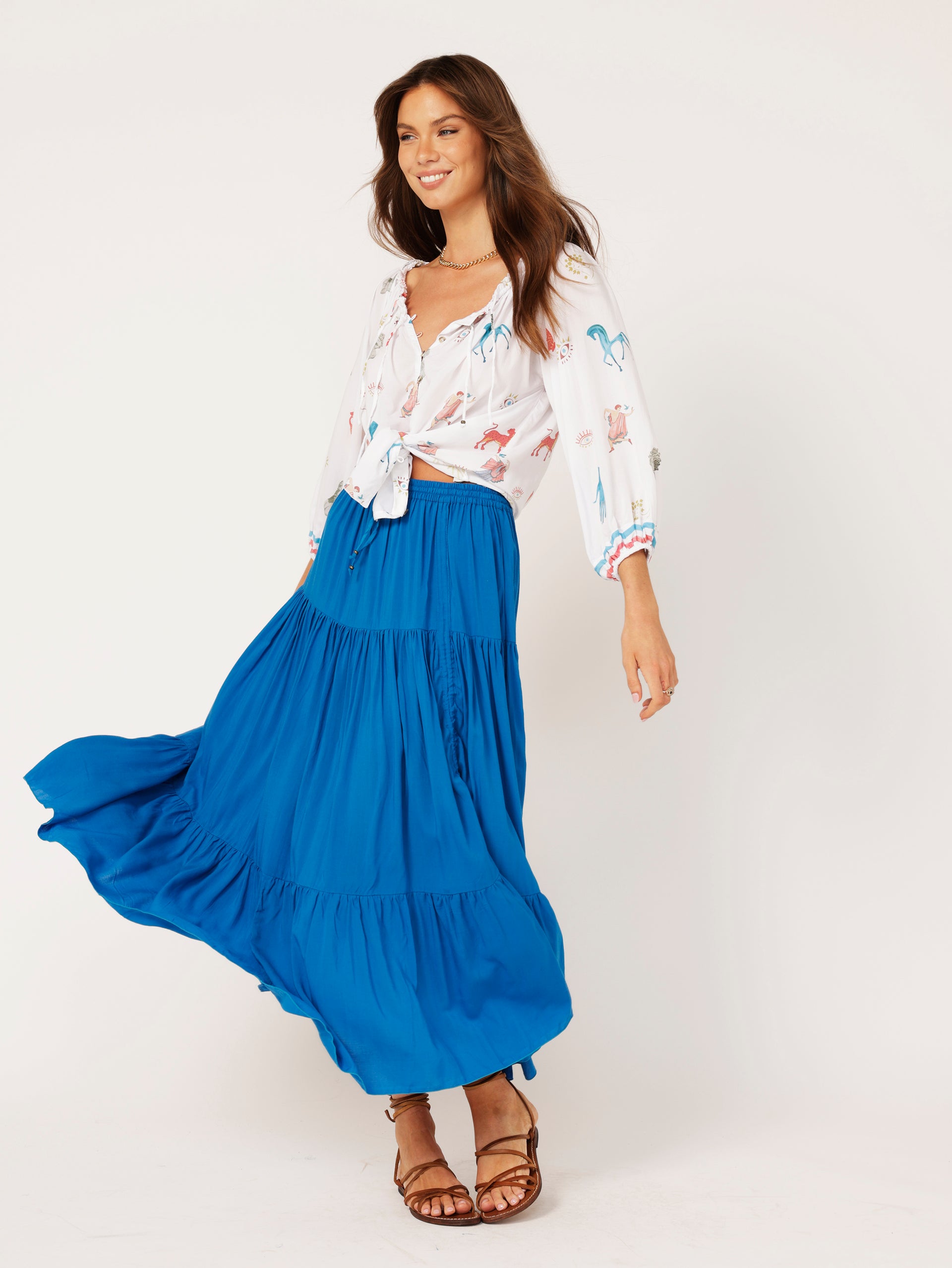 Saffron Road Dahlia Skirt Maxi Cobalt Blue