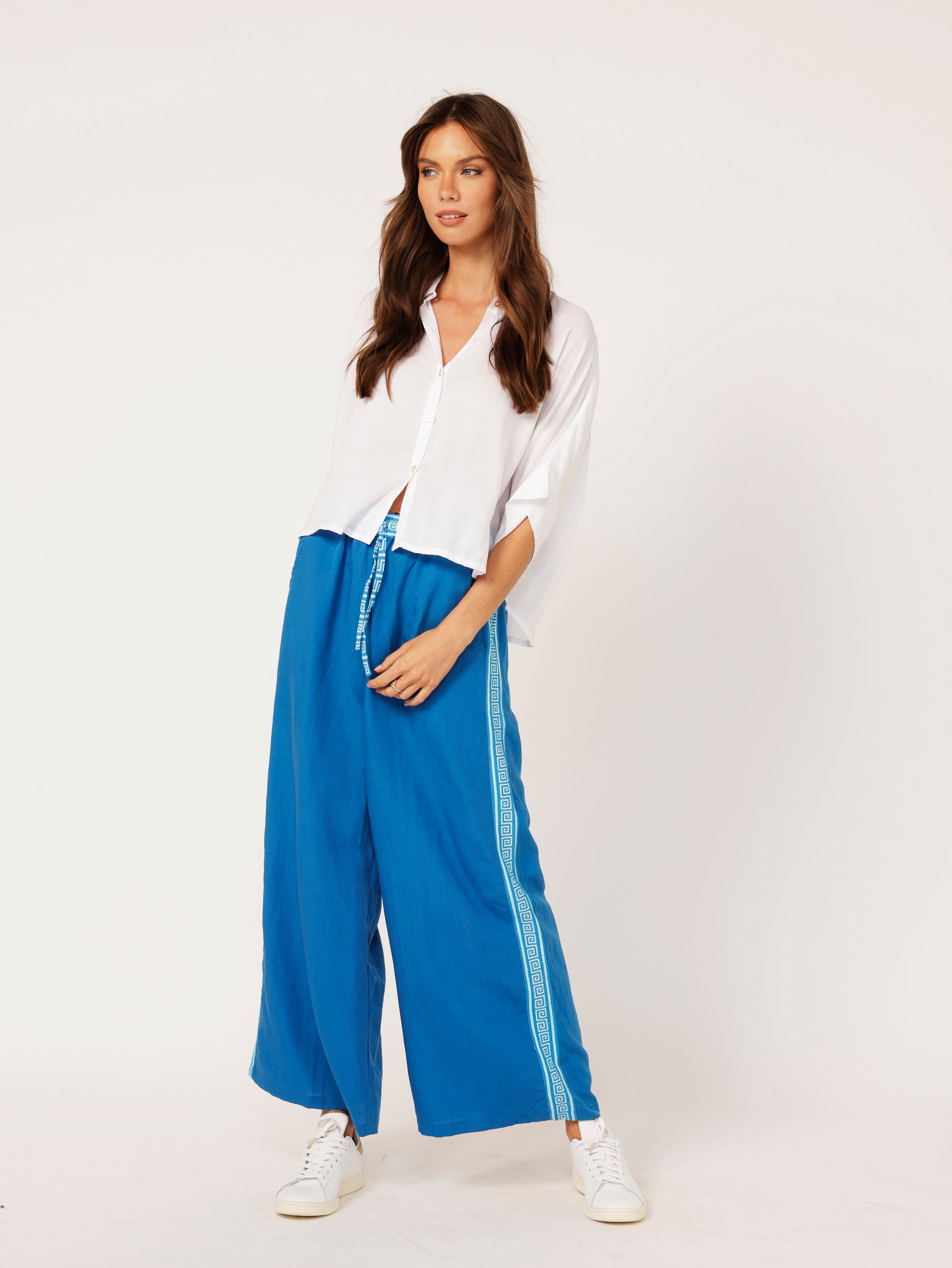 Border Pant | Cobalt Blue | Tencel Linen - Saffron Road