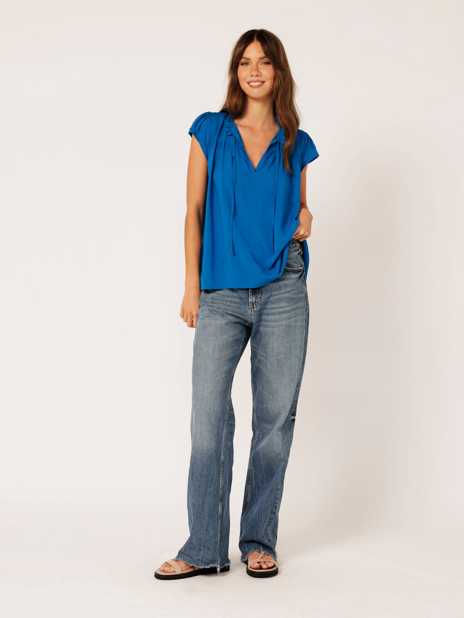 Saffron Road Freddie Blouse Cobalt Blue