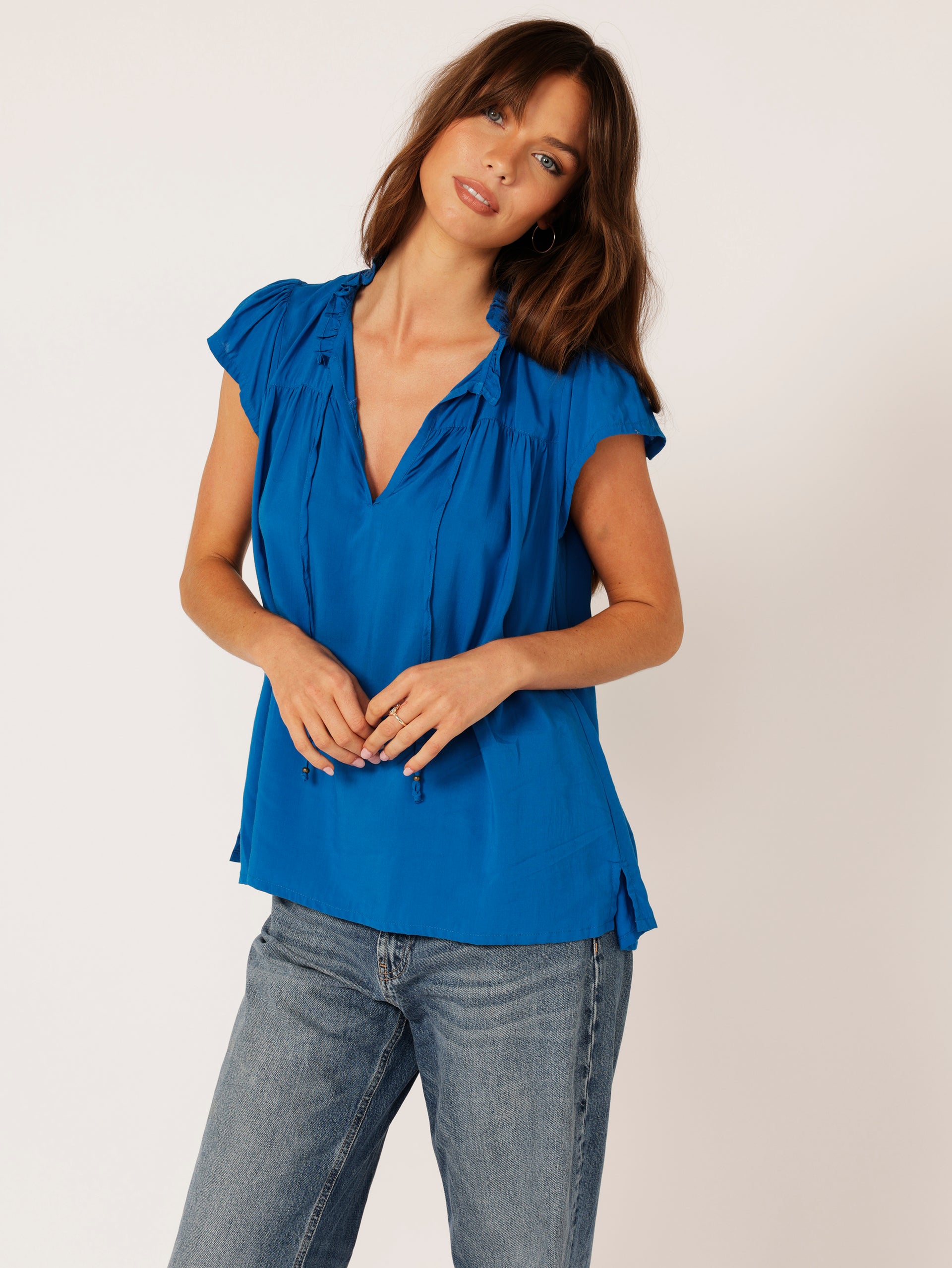 Saffron Road Freddie Blouse Cobalt Blue