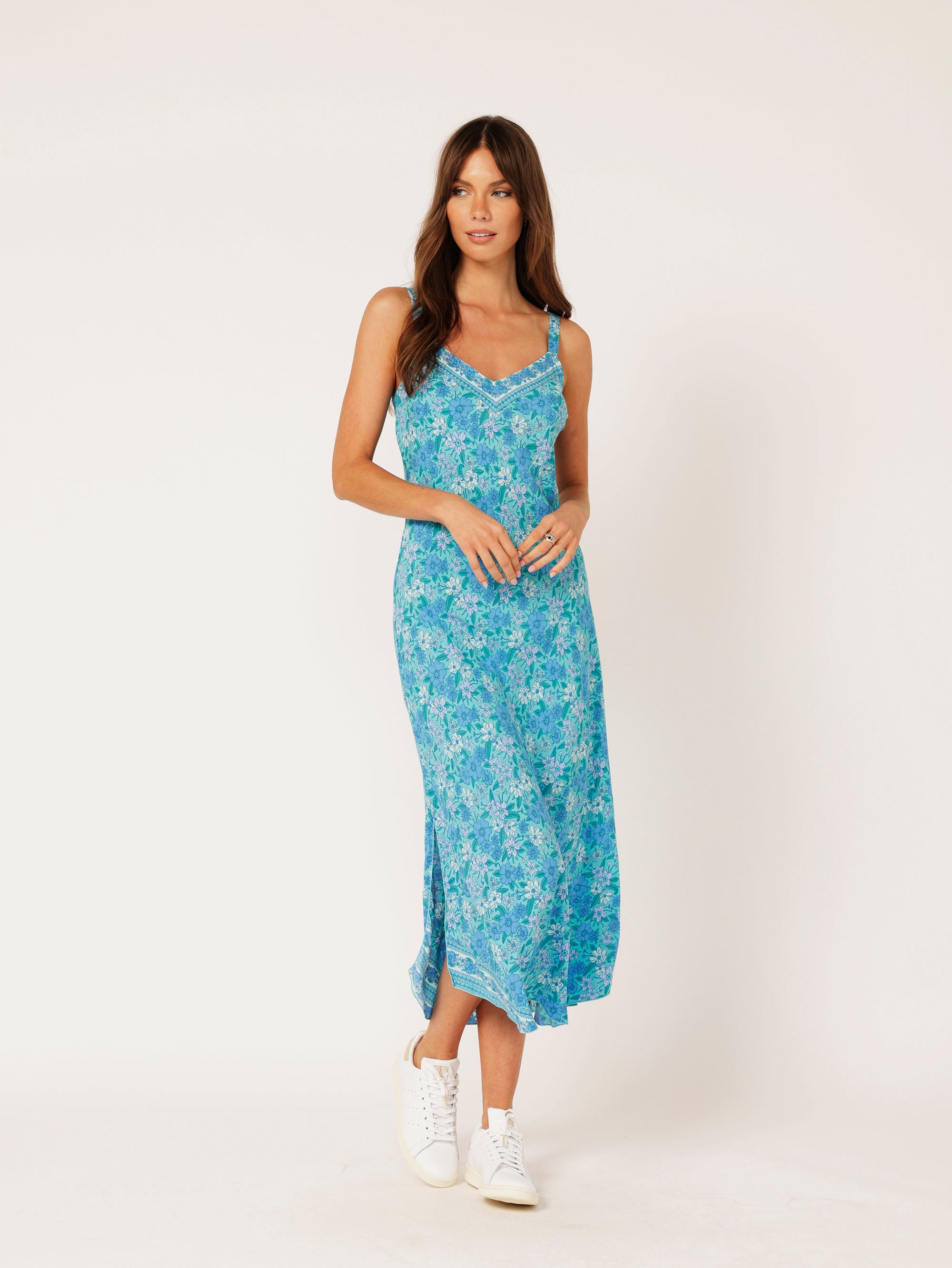 Saffron Road Maxi Slip Dress Desert Blue