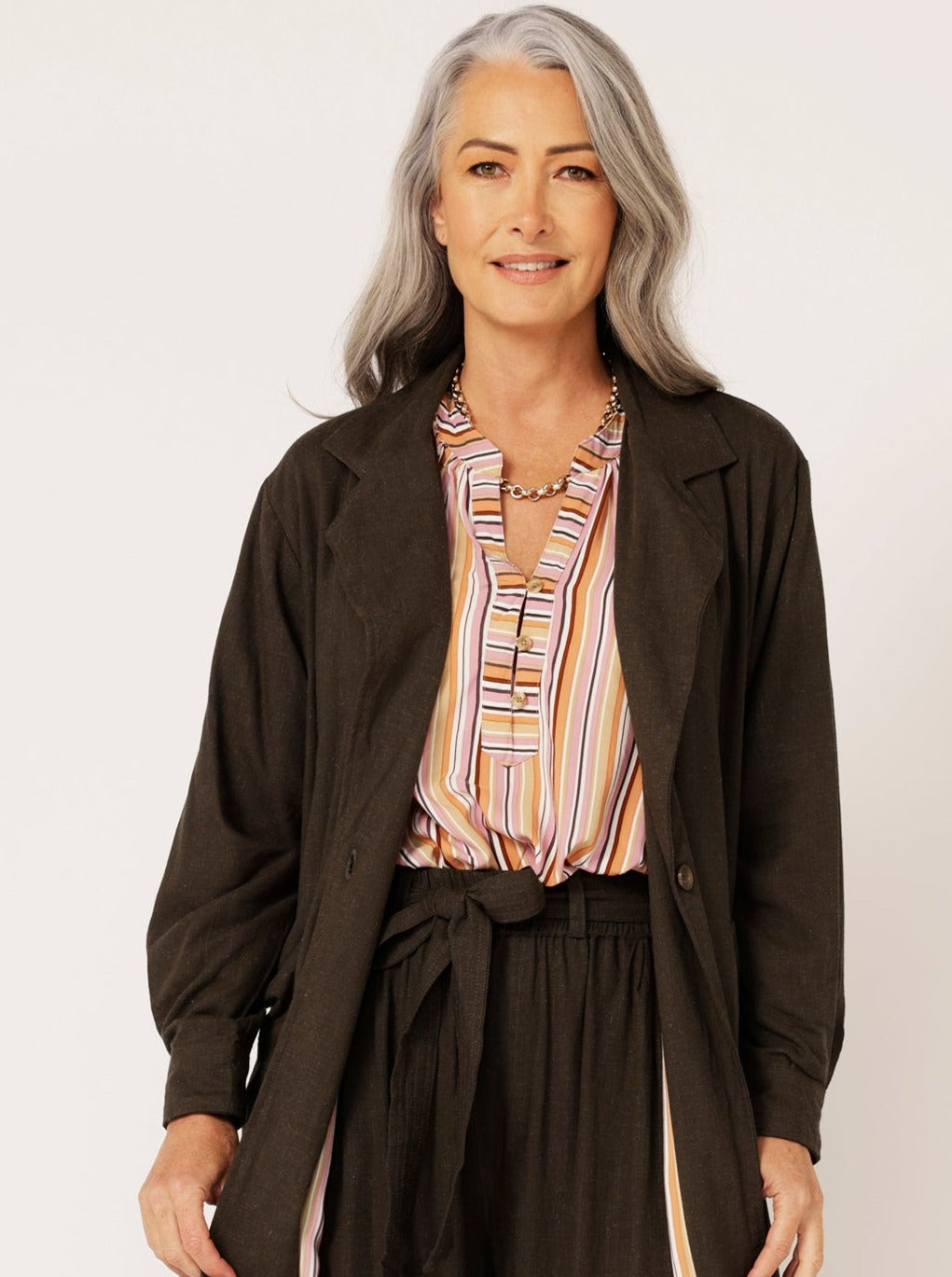 Travel Coat | Ink | Viscose Linen - Saffron Road