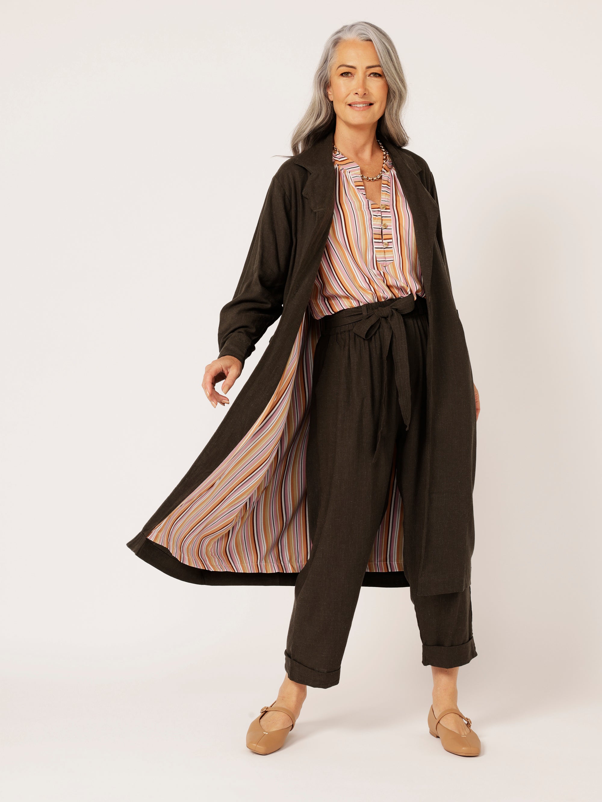 Travel Coat | Ink | Viscose Linen - Saffron Road