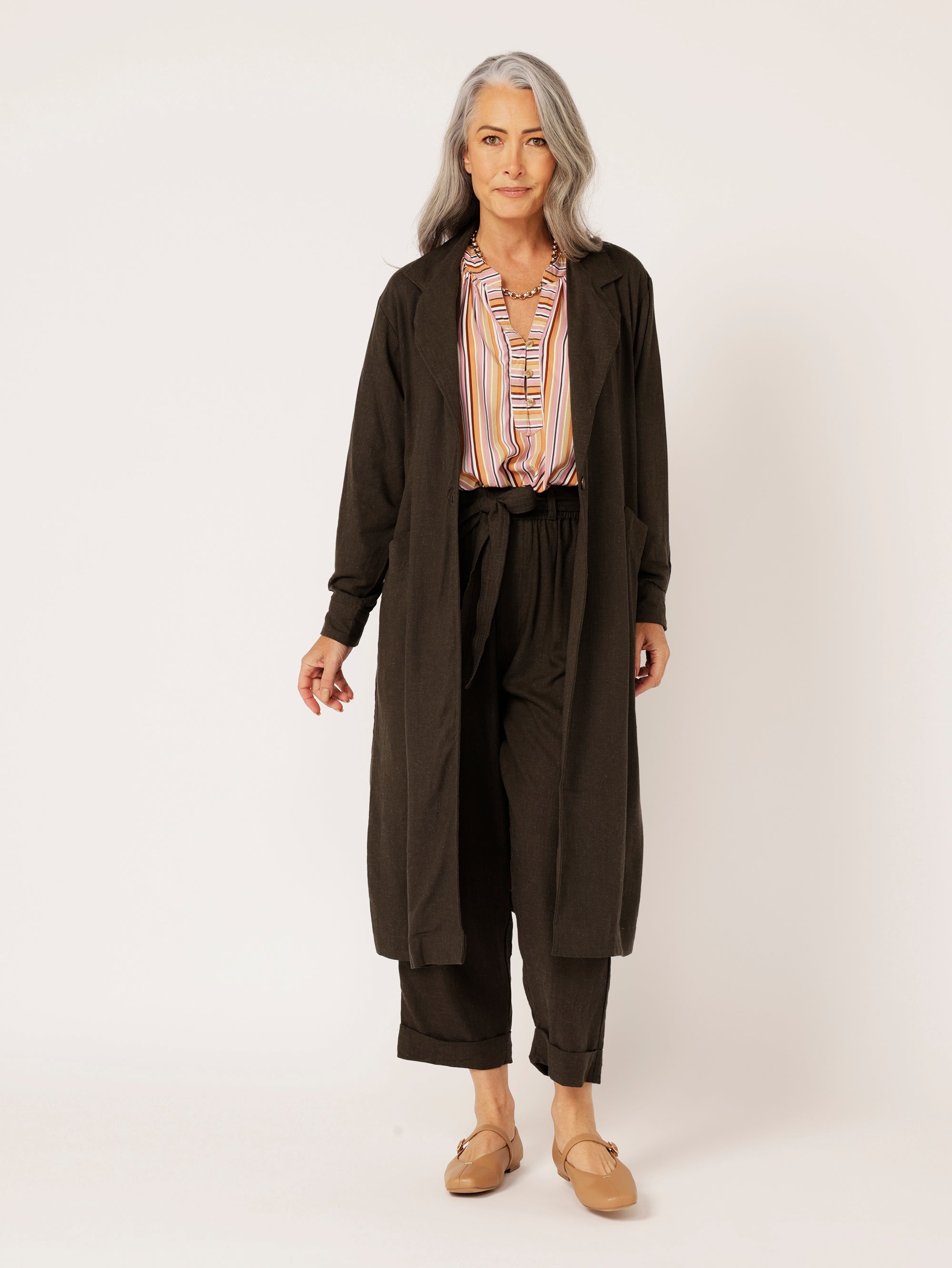 Travel Coat | Ink | Viscose Linen - Saffron Road