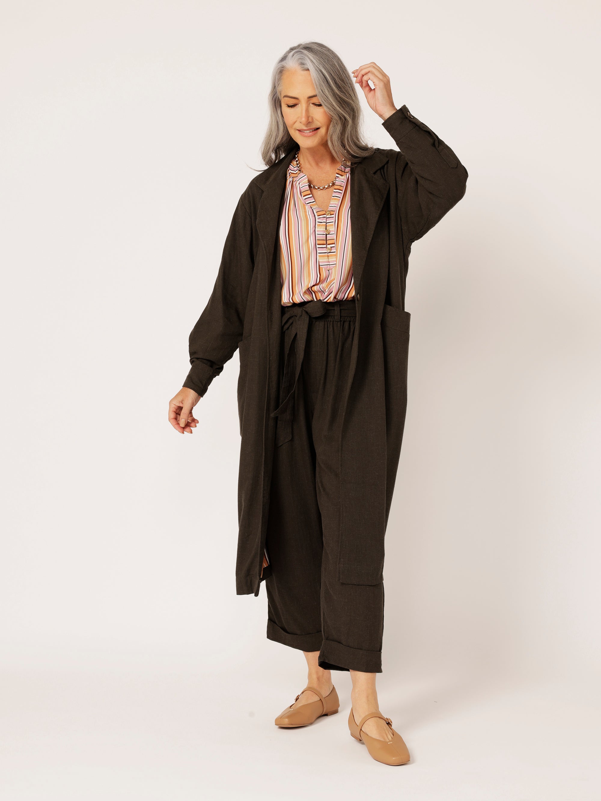 Travel Coat | Ink | Viscose Linen - Saffron Road