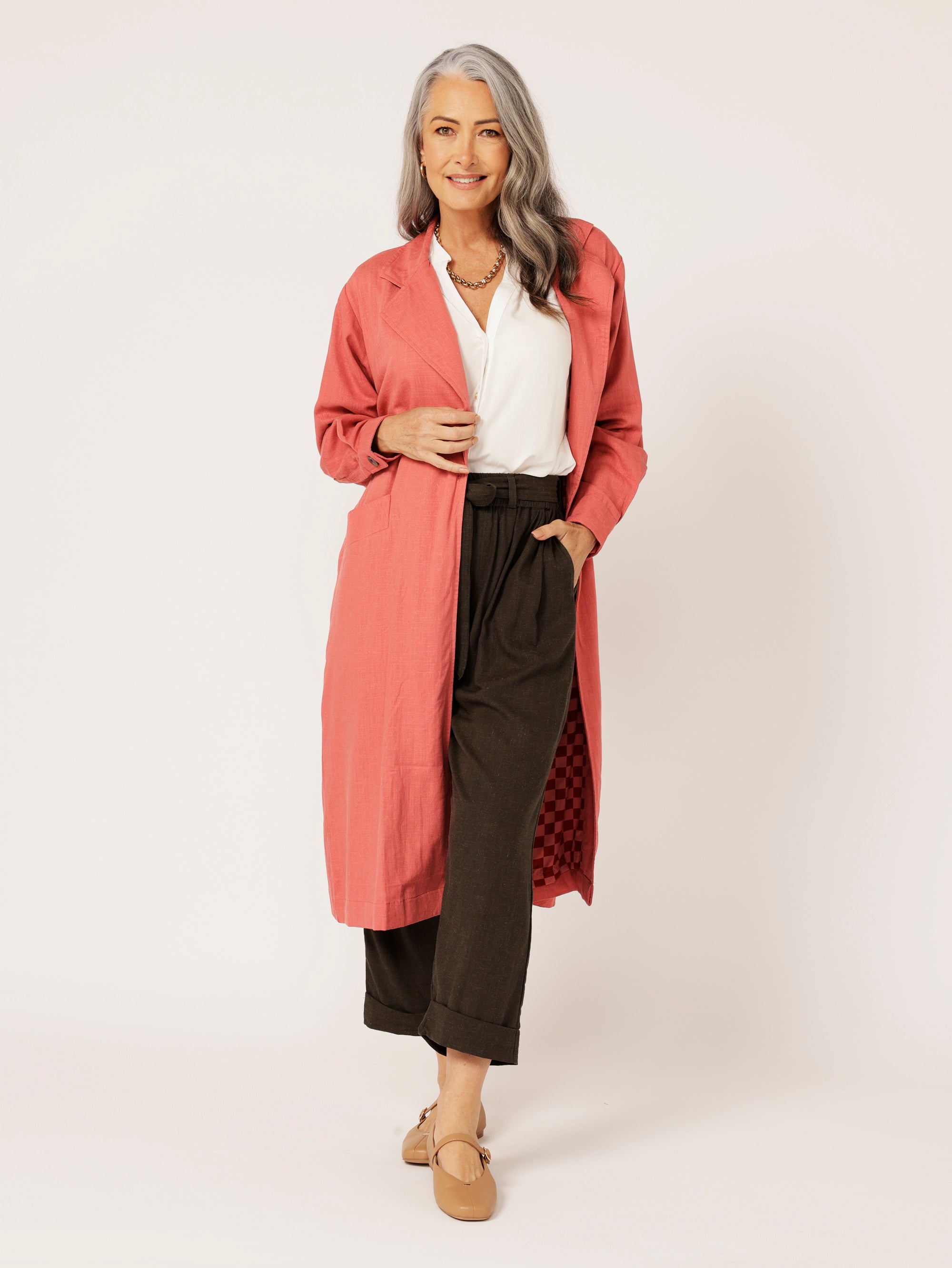 Travel Coat | Dusty Rose | Viscose Linen - Saffron Road
