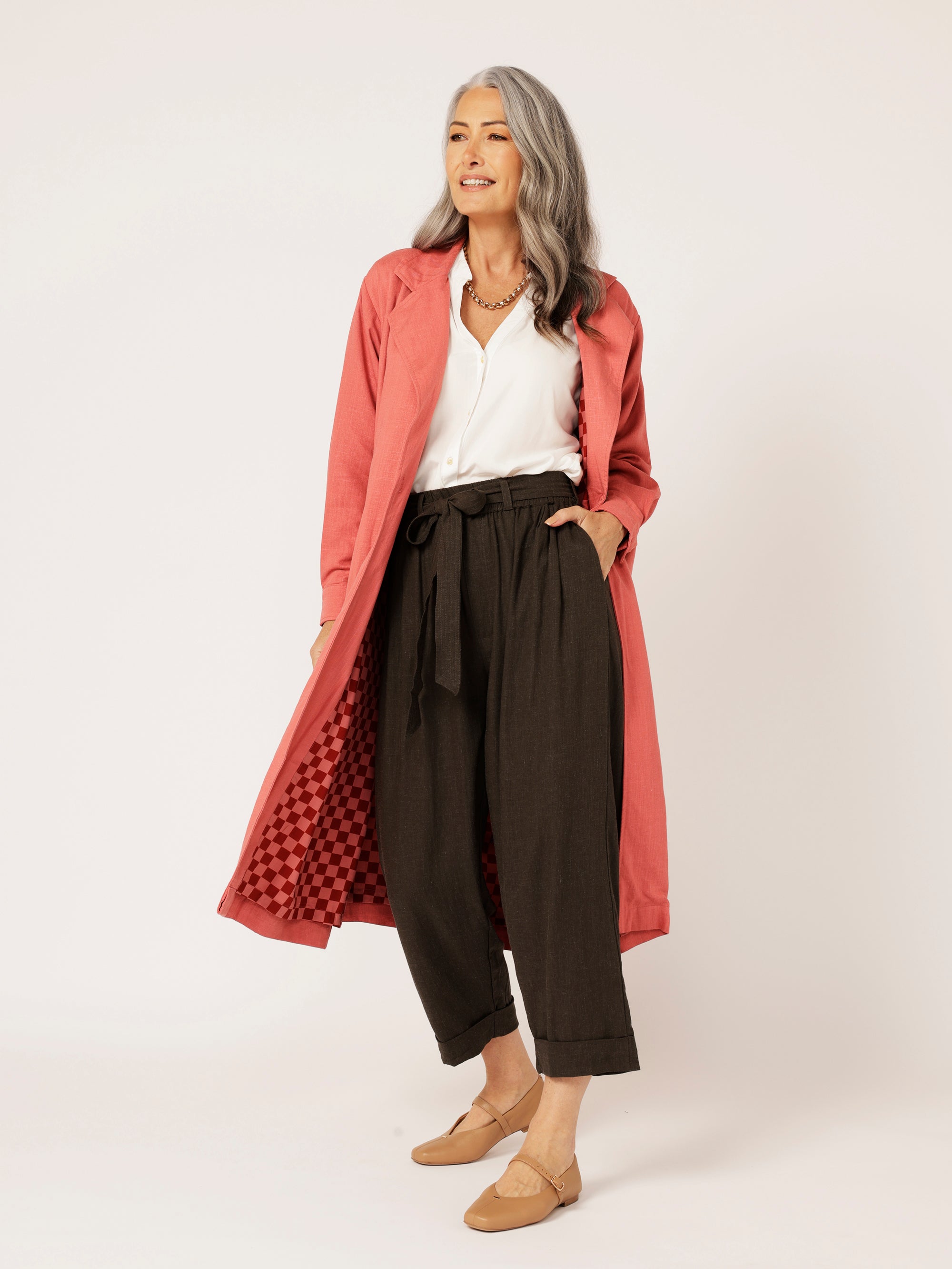 Travel Coat | Dusty Rose | Viscose Linen - Saffron Road
