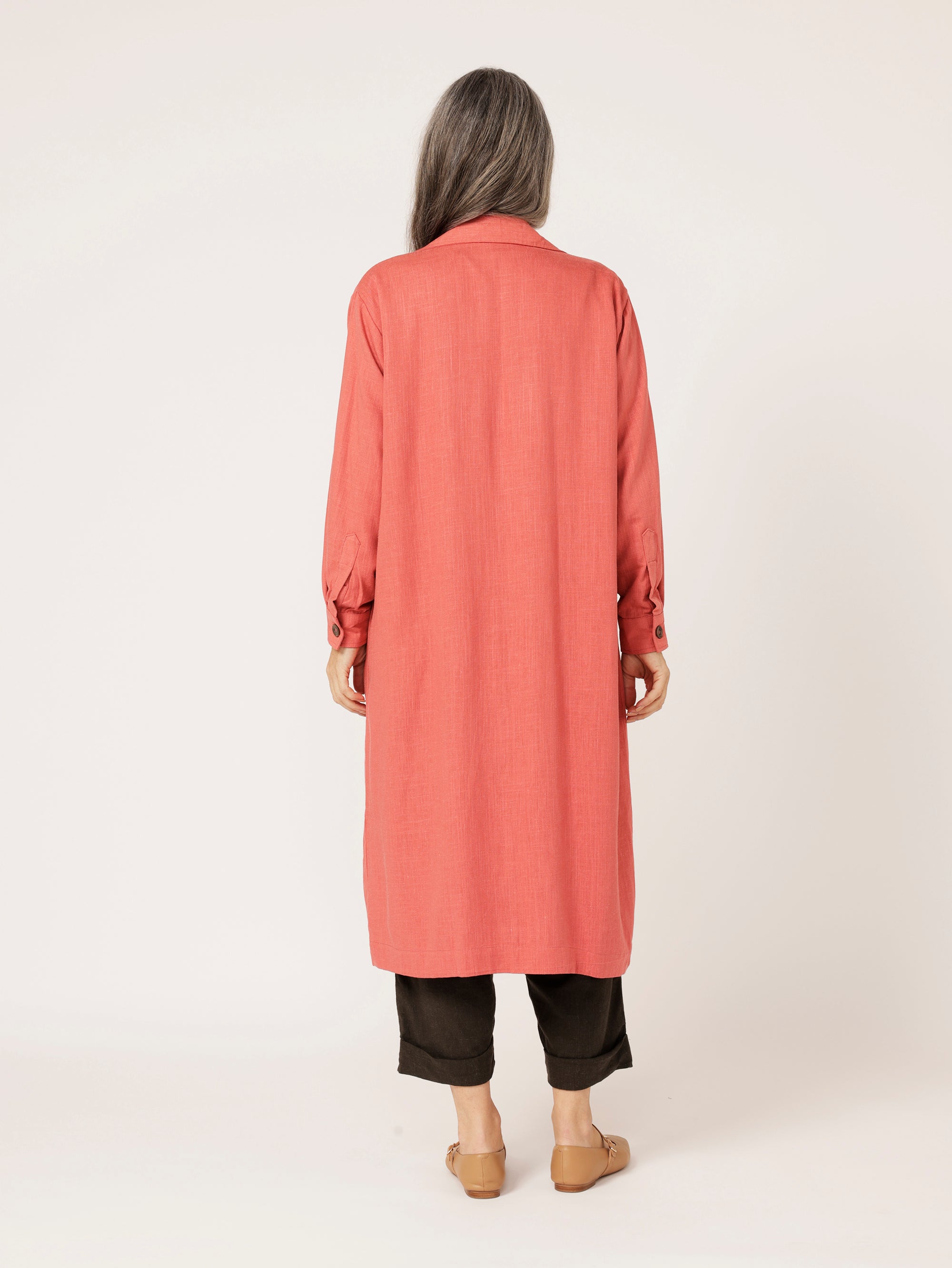 Travel Coat | Dusty Rose | Viscose Linen - Saffron Road