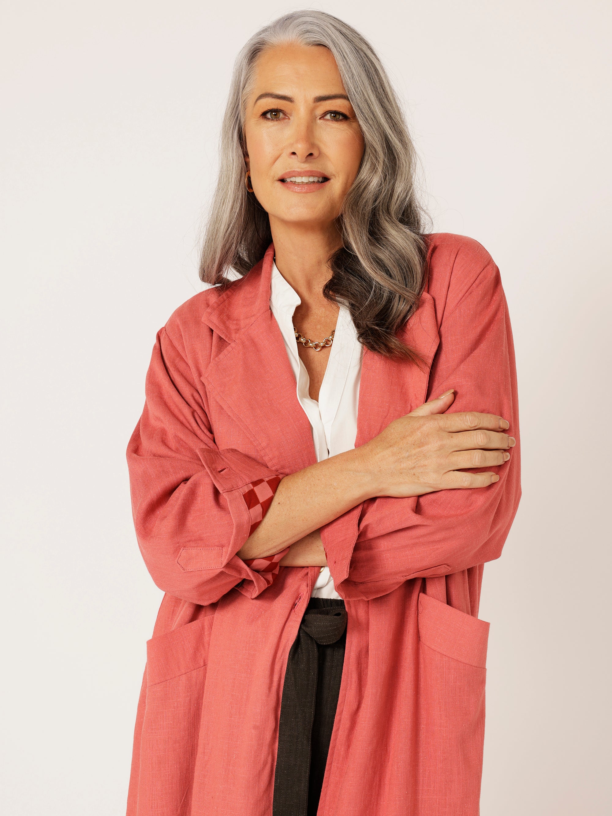 Travel Coat | Dusty Rose | Viscose Linen - Saffron Road