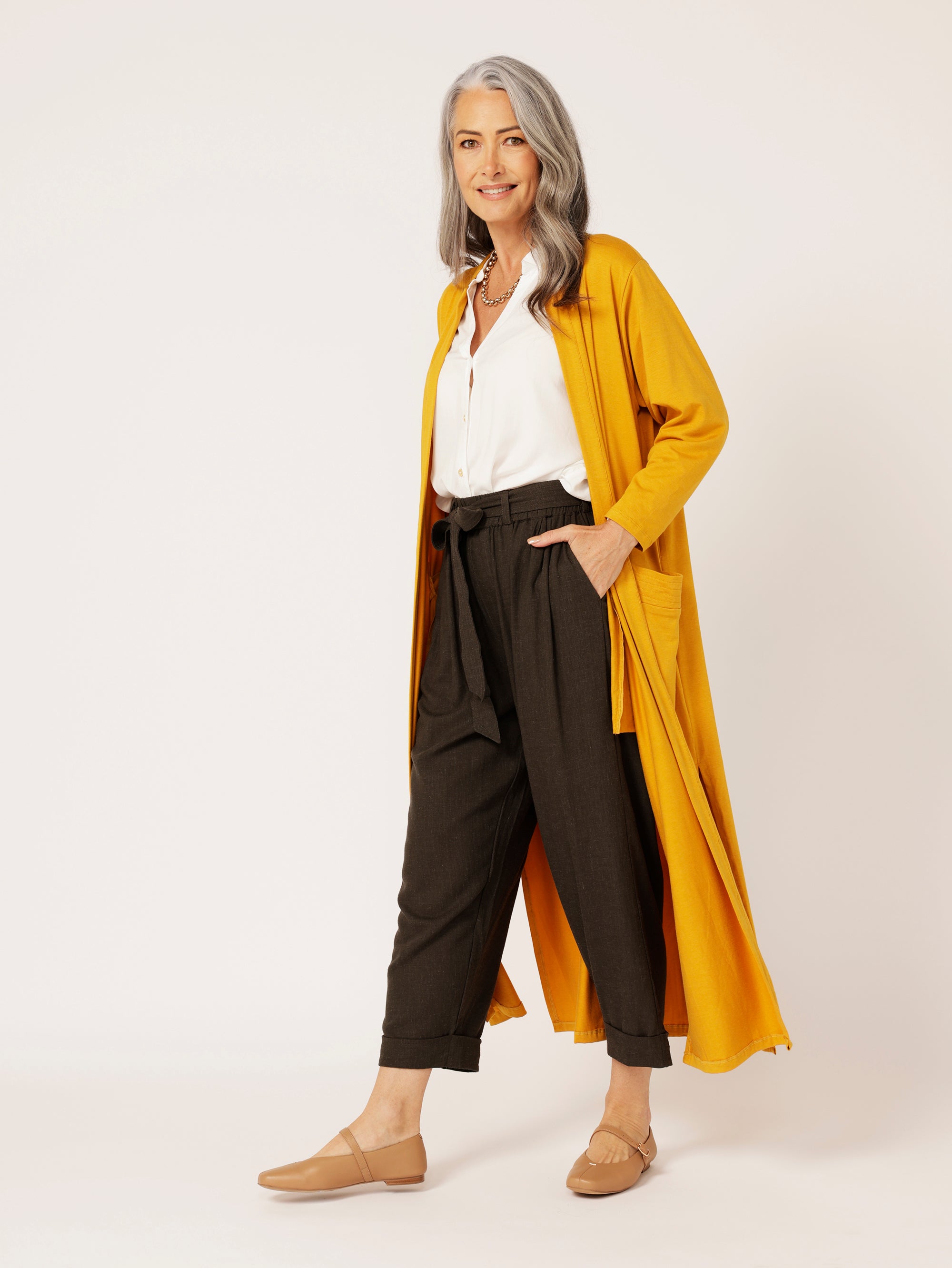Cleo Cardigan MAXI | Mustard - Saffron Road