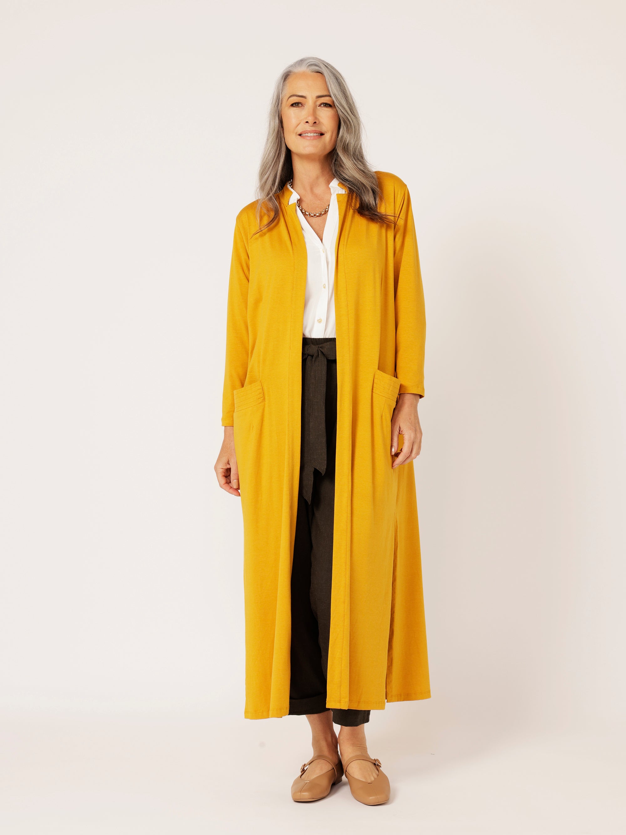 Cleo Cardigan MAXI | Mustard - Saffron Road