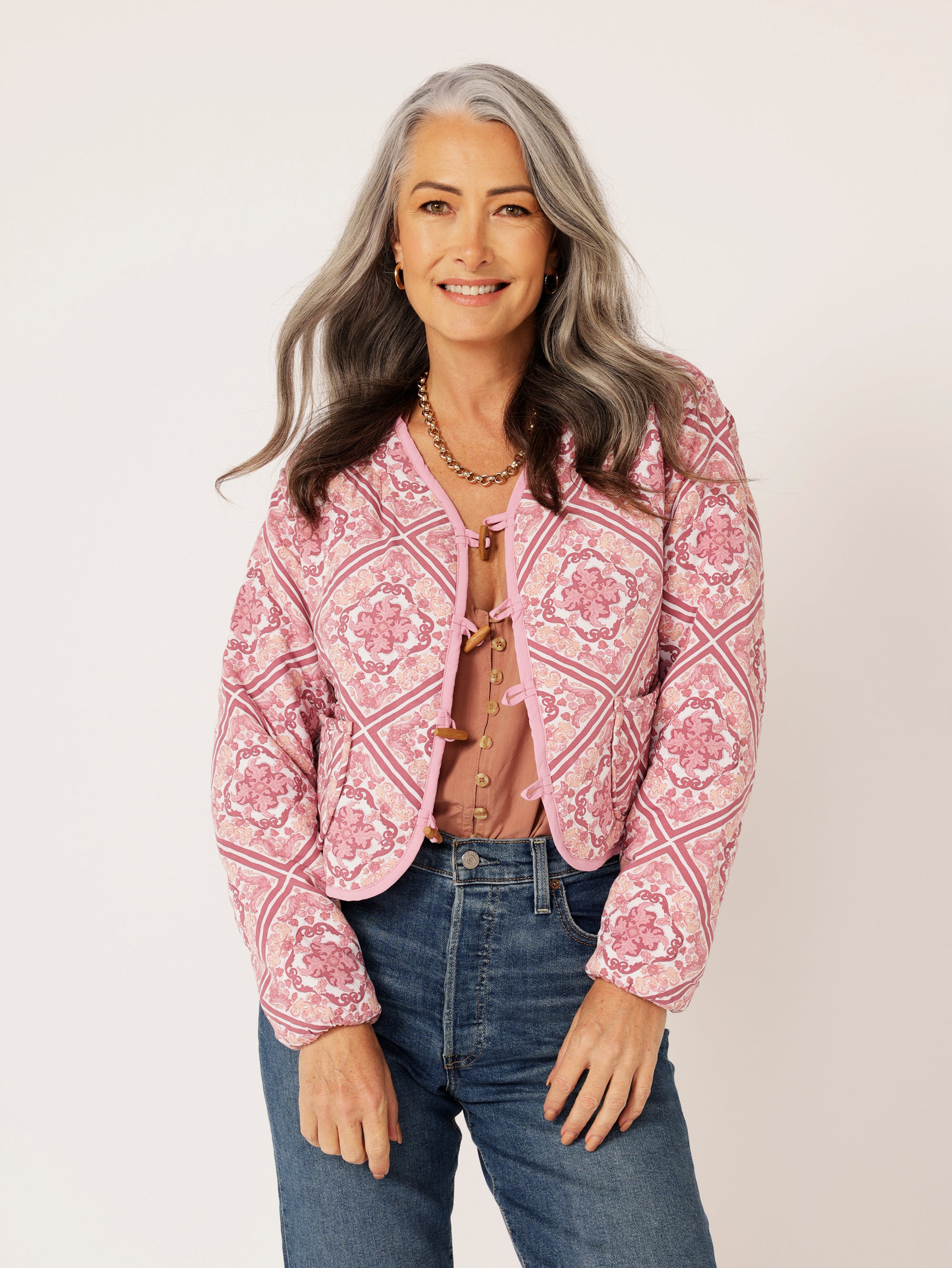 Quilted Jacket CROPPED | Tea Rose Tile - Saffron Road