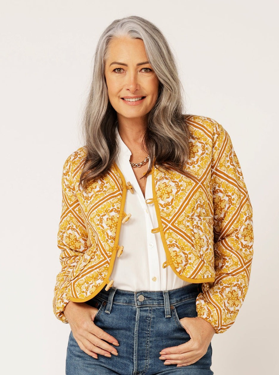 Quilted Jacket CROPPED | Golden Tile - Saffron Road