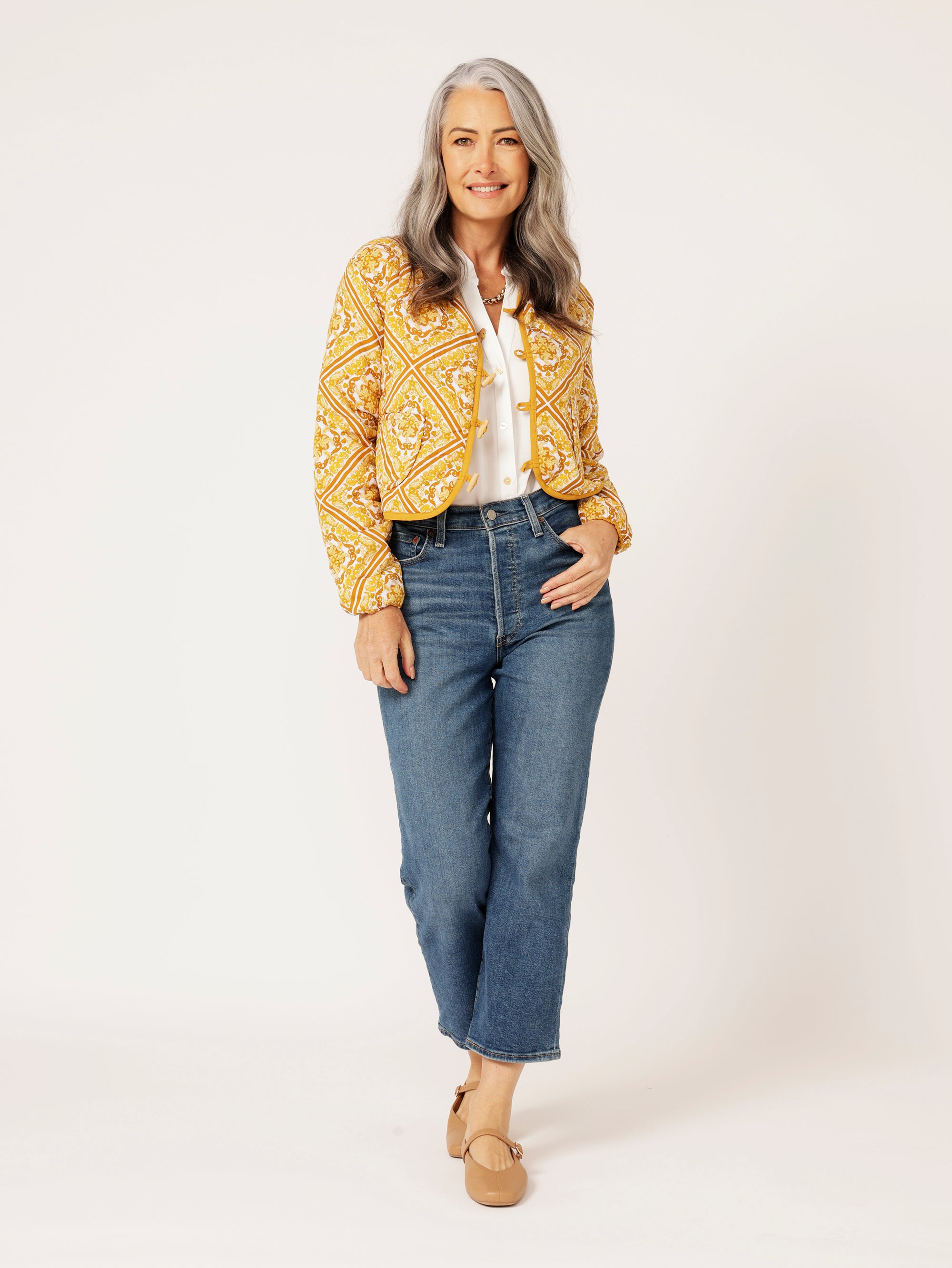 Quilted Jacket CROPPED | Golden Tile - Saffron Road
