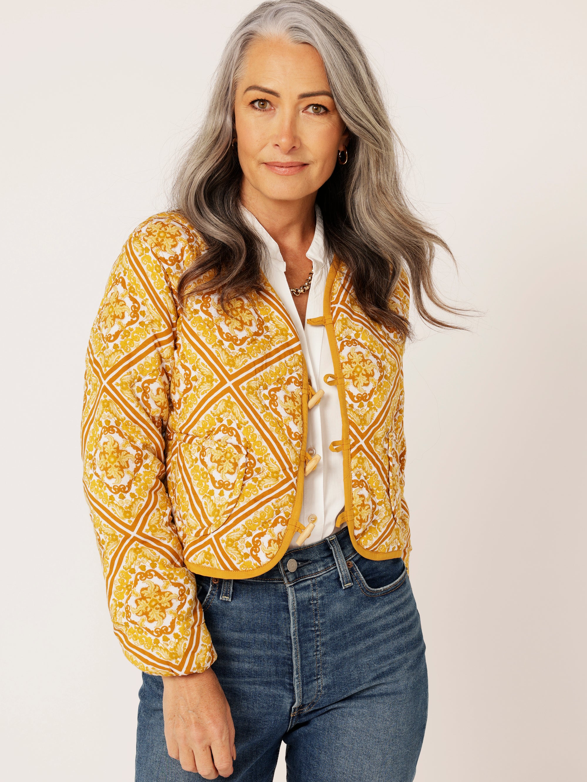 Quilted Jacket CROPPED | Golden Tile - Saffron Road